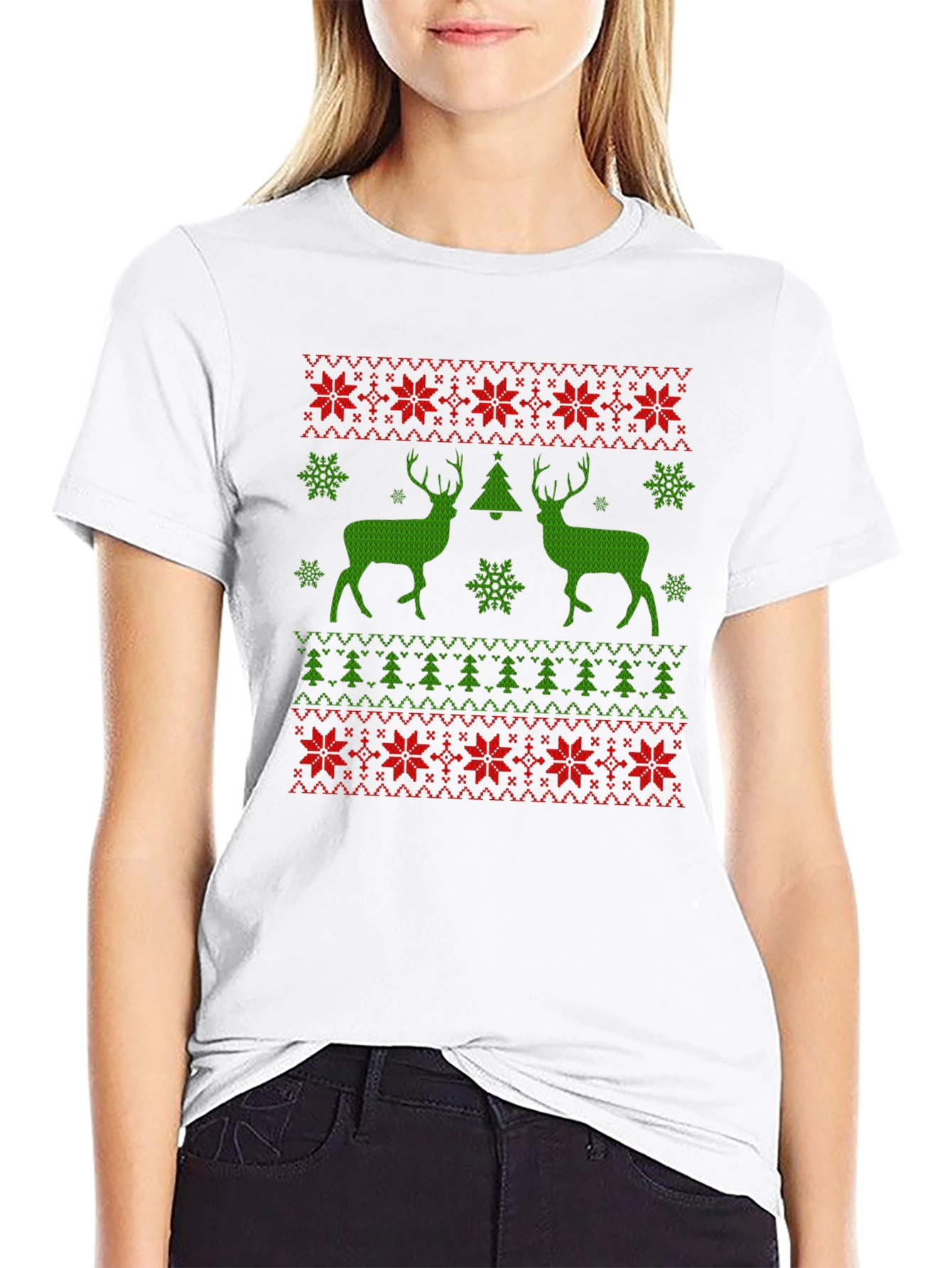 Ugly Christmas Sweater Deer Holiday Tee