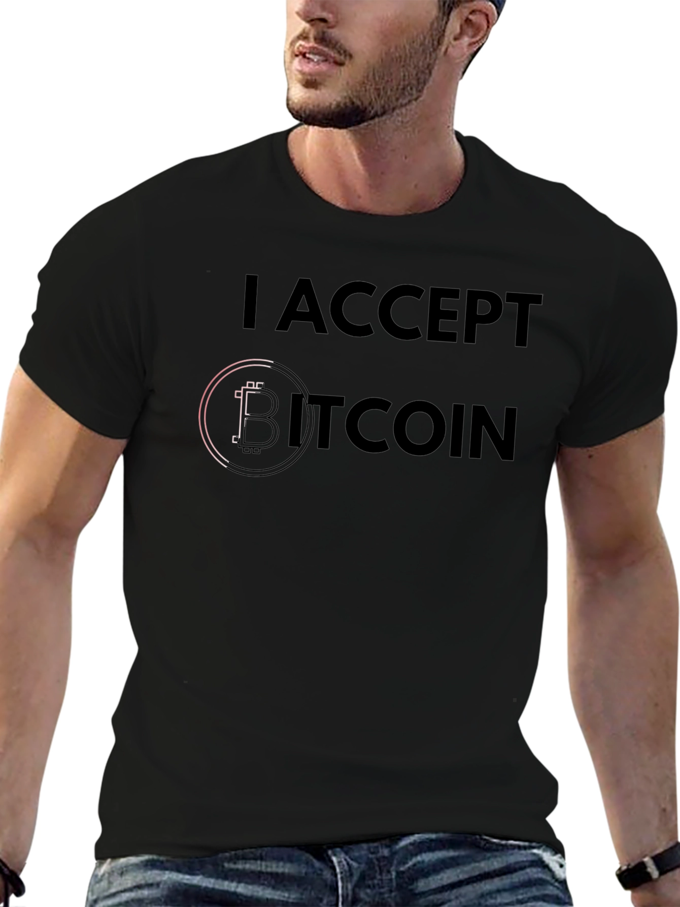 I Accept Bitcoin Black T-Shirt