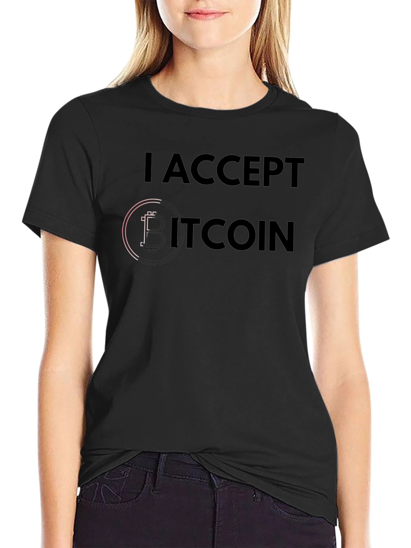 I Accept Bitcoin Black T-Shirt