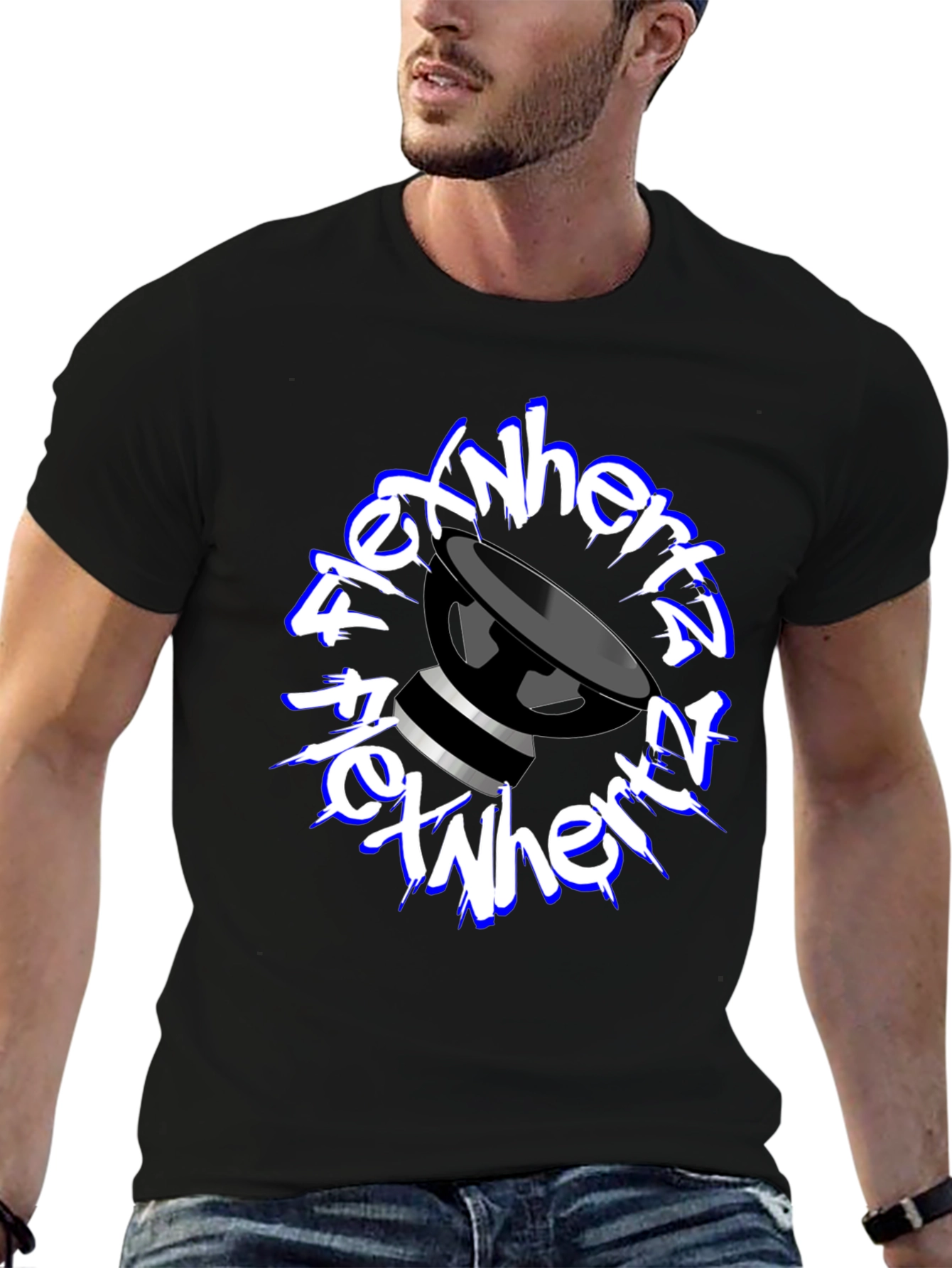 FlexNHertz Black Graphic T-Shirt