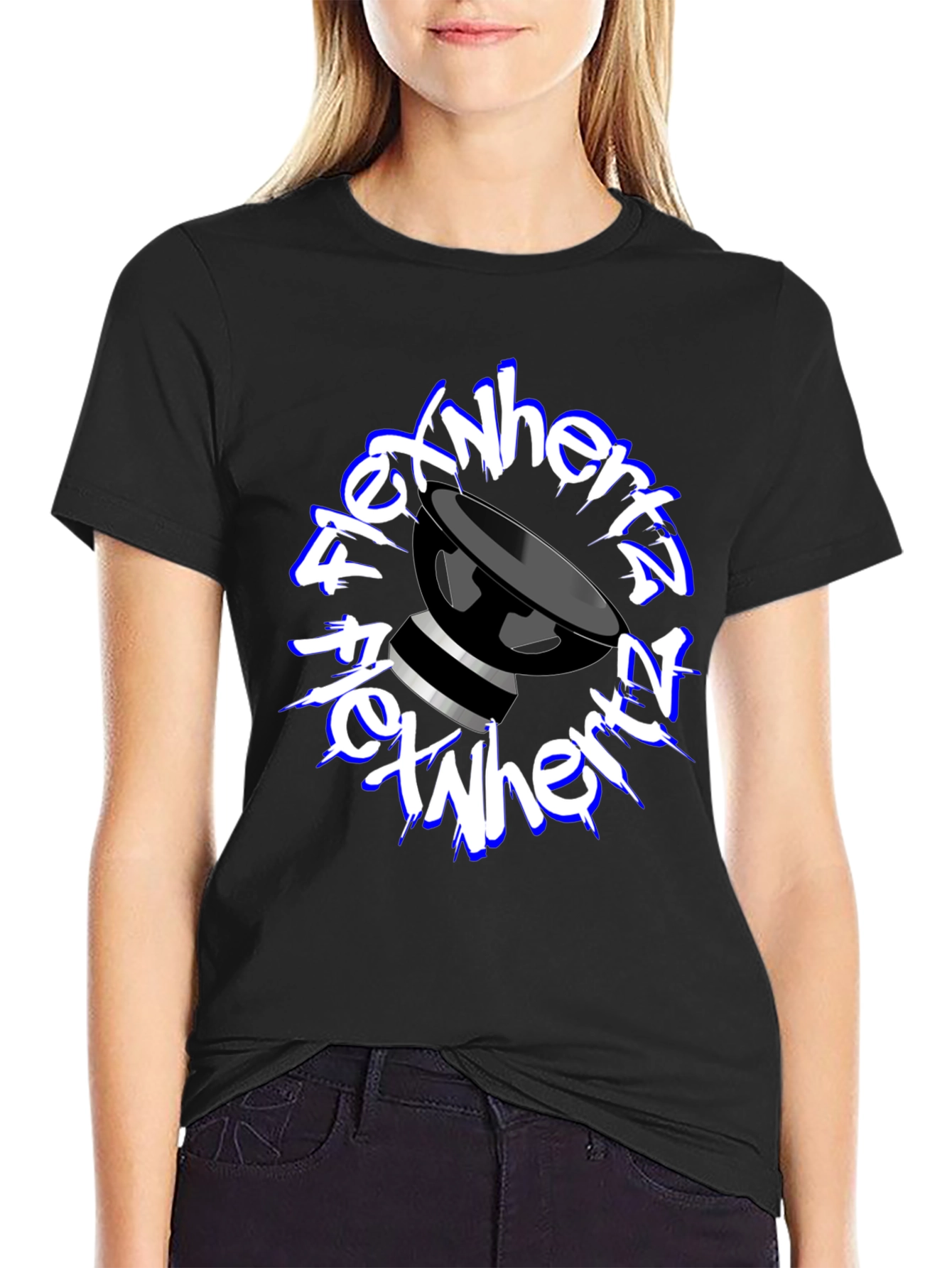 FlexNHertz Black Graphic T-Shirt