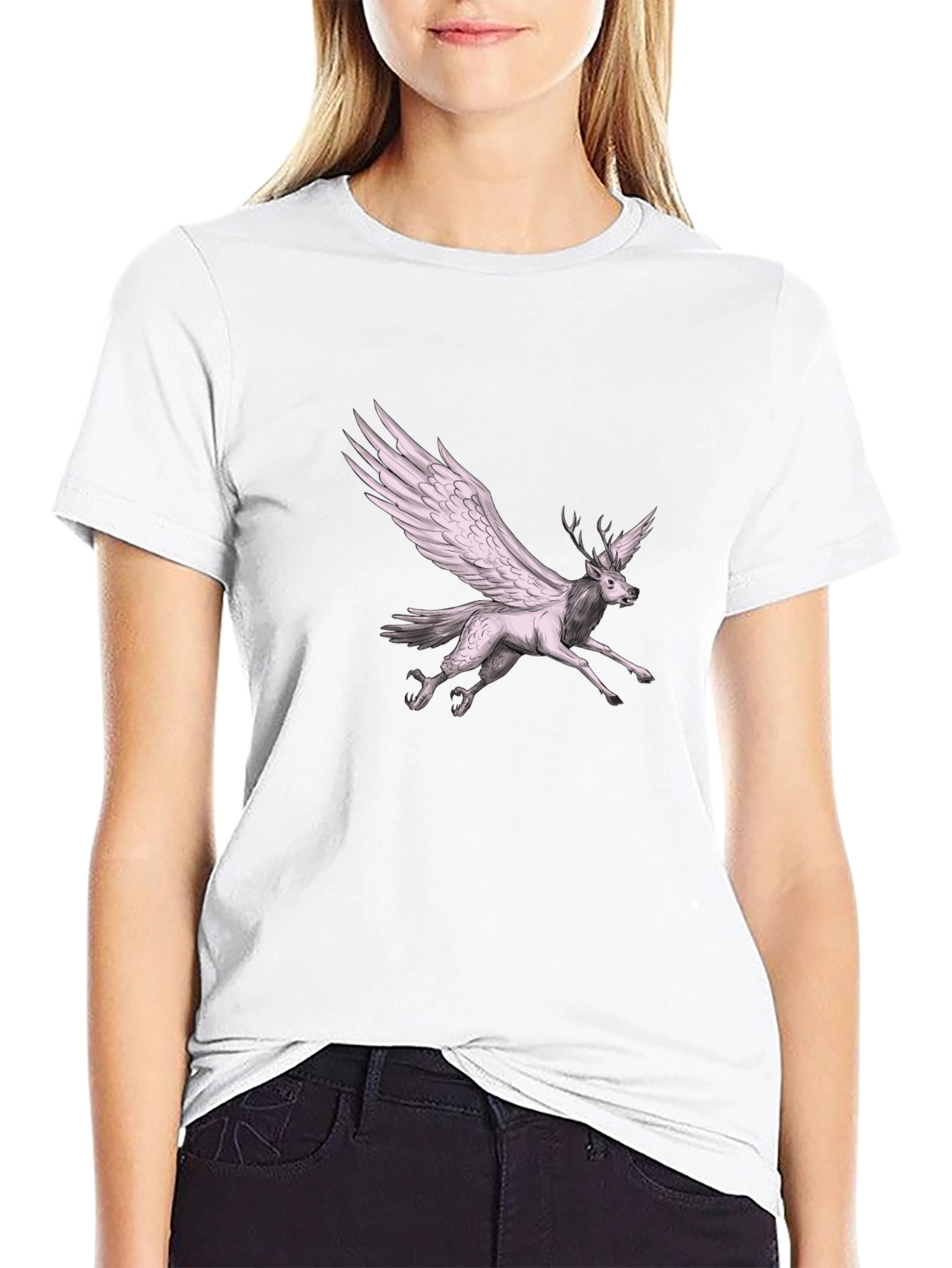 Winged Deer Graphic Tee - Unique Fantasy T-Shirt
