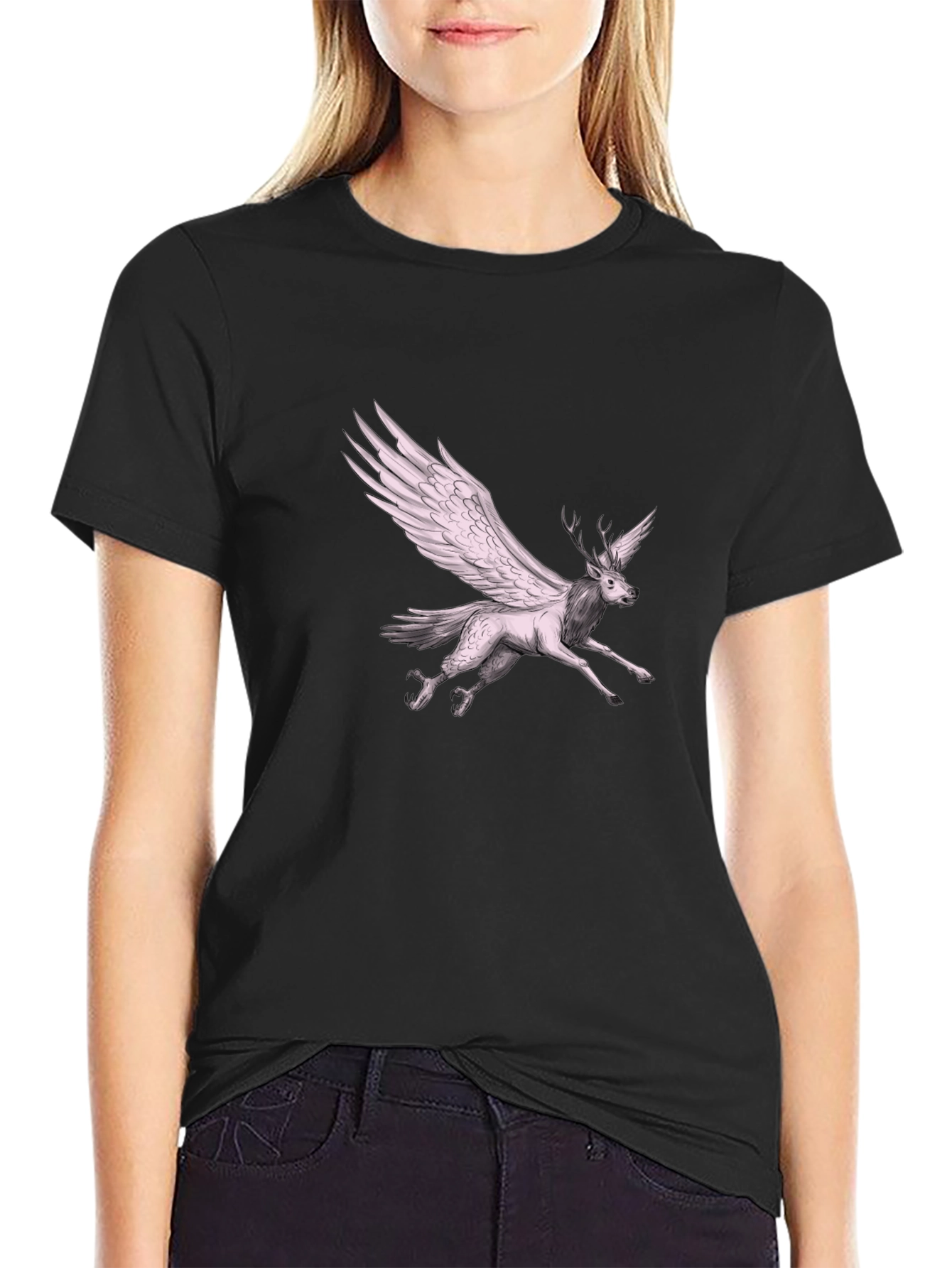 Winged Deer Graphic Tee - Unique Fantasy T-Shirt