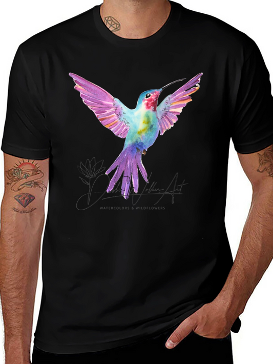 Hummingbird Watercolor Graphic Tee - Nature Art Shirt