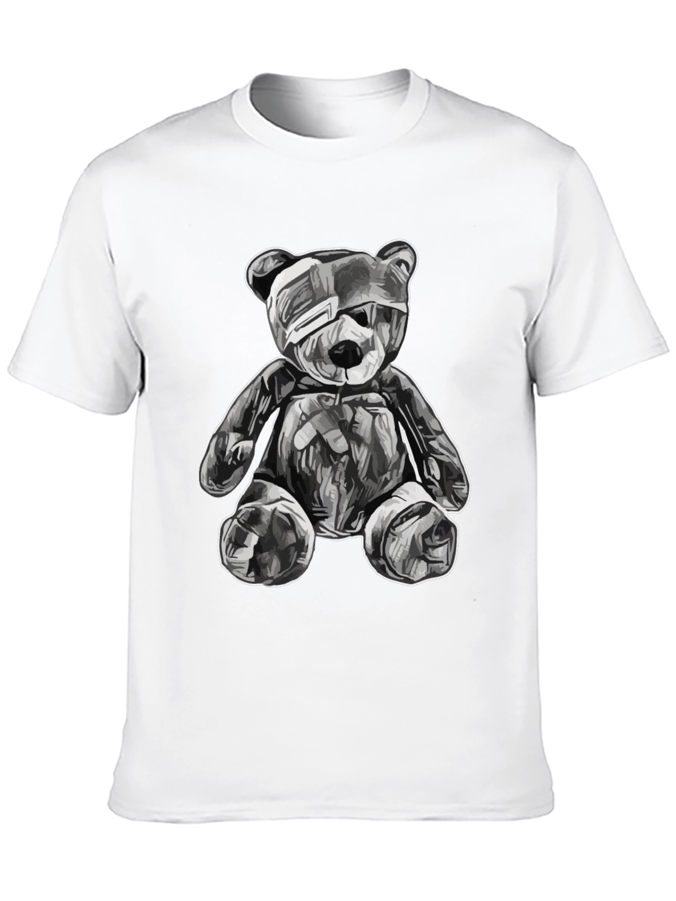 Black T-Shirt with Graphic Teddy Bear Design