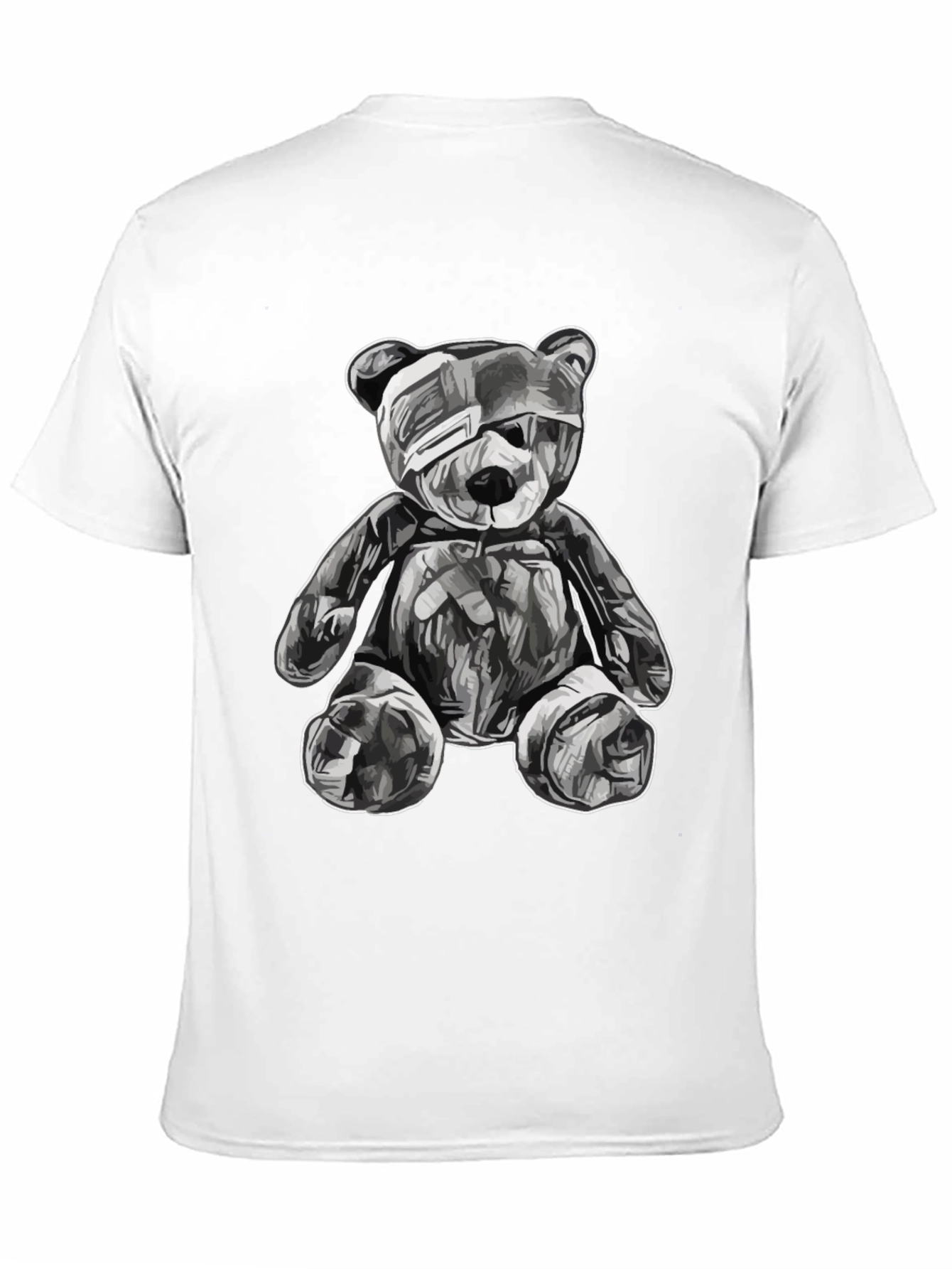 Black T-Shirt with Graphic Teddy Bear Design