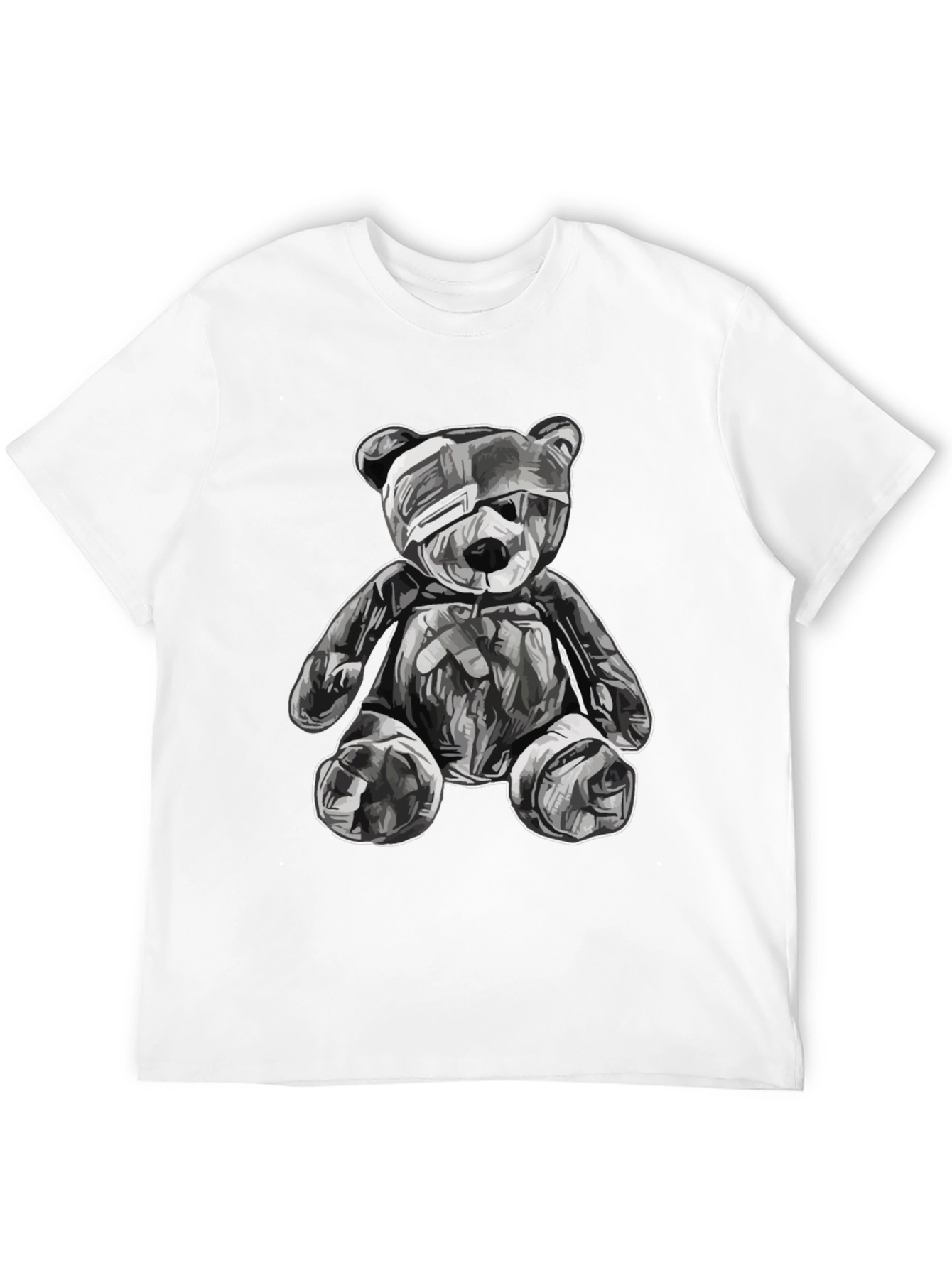 Black T-Shirt with Graphic Teddy Bear Design