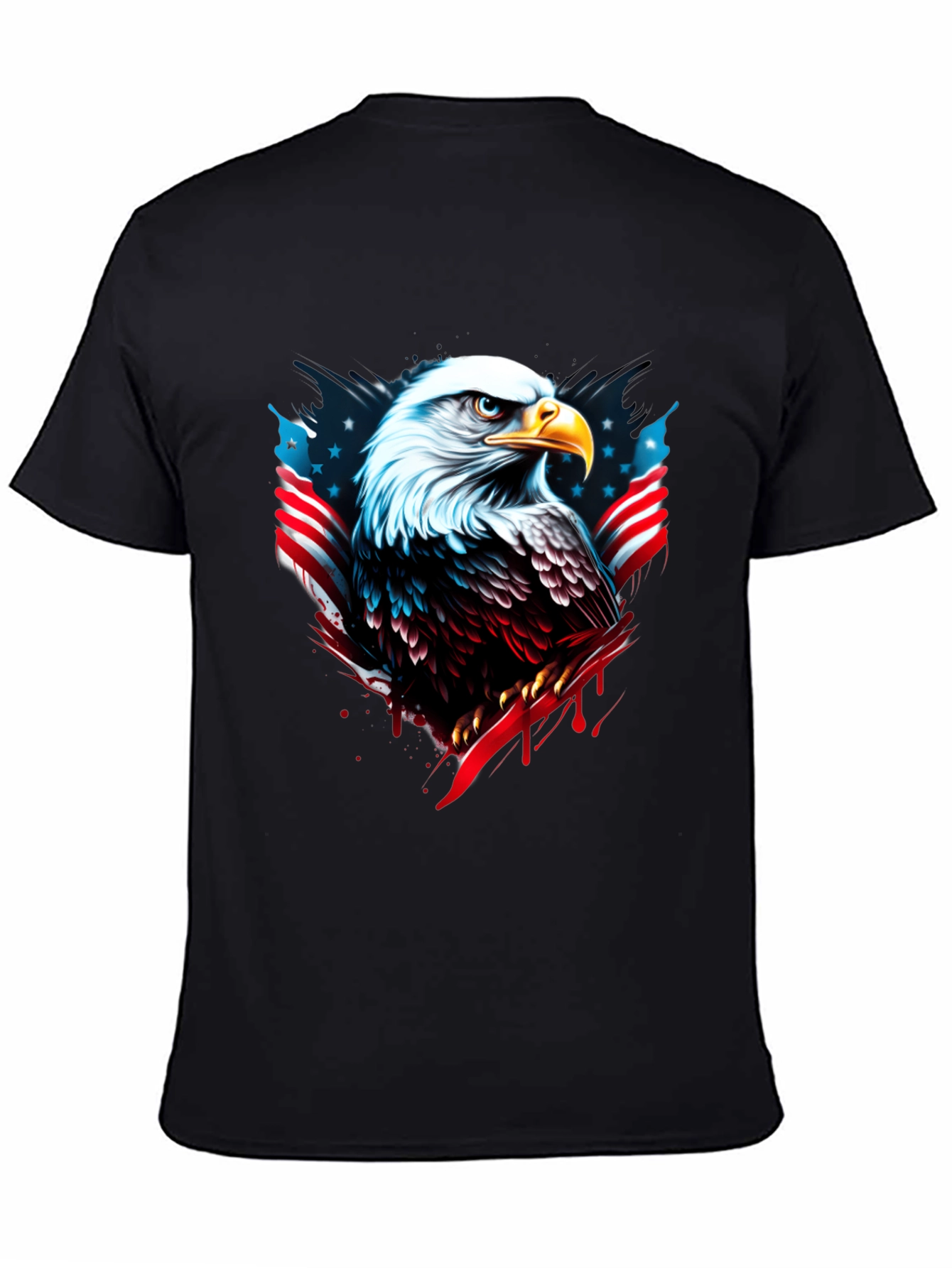 Bald Eagle USA Flag Graphic Black T-Shirt