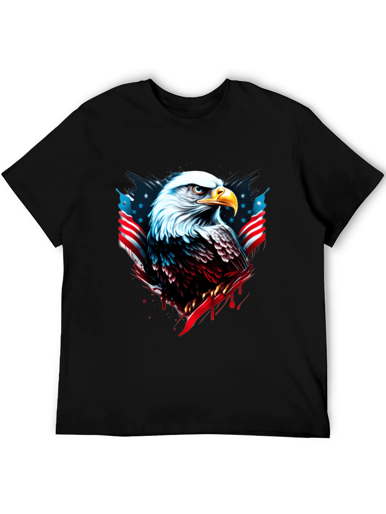 Bald Eagle USA Flag Graphic Black T-Shirt