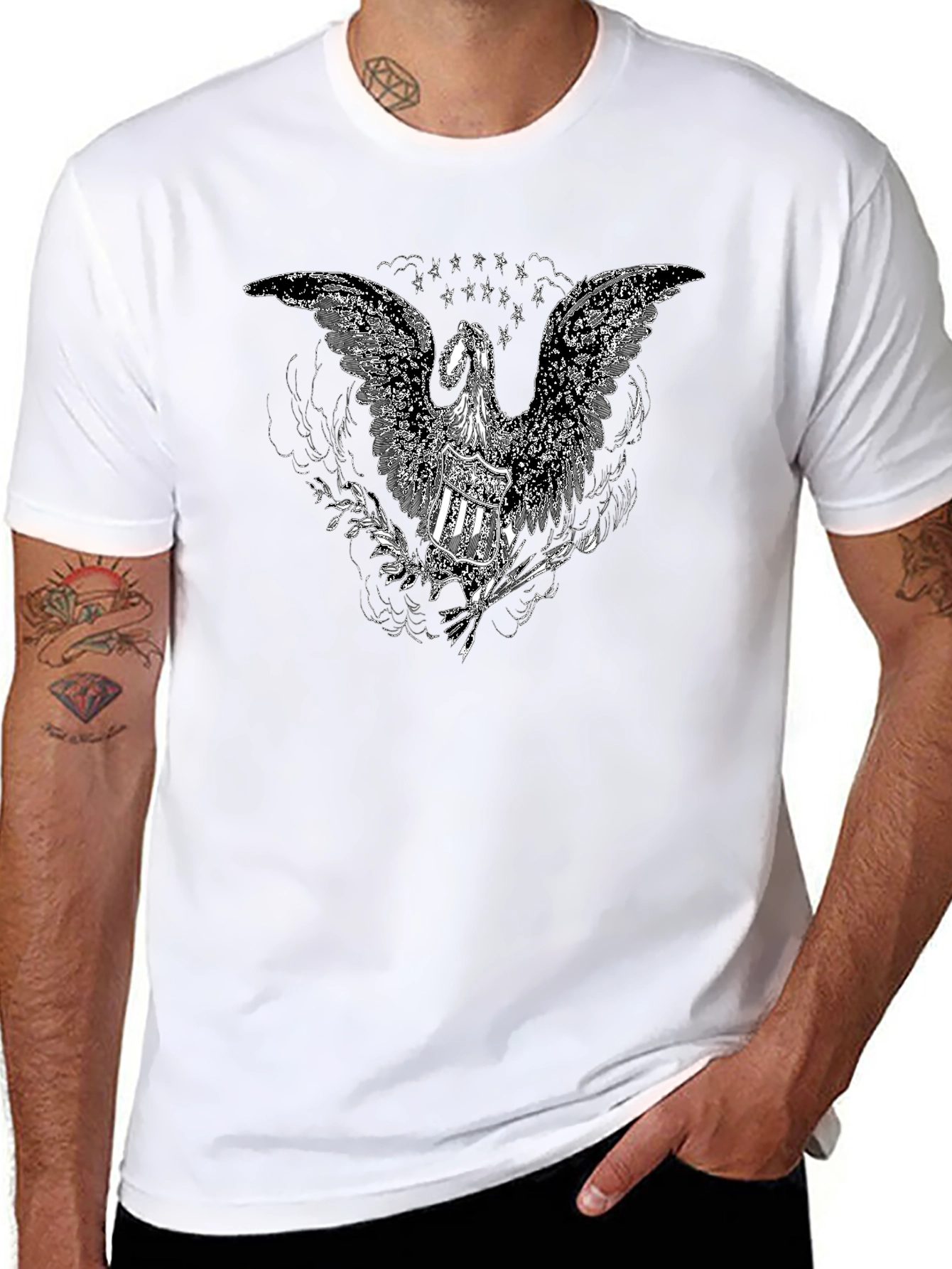 Black T-Shirt with Eagle Design