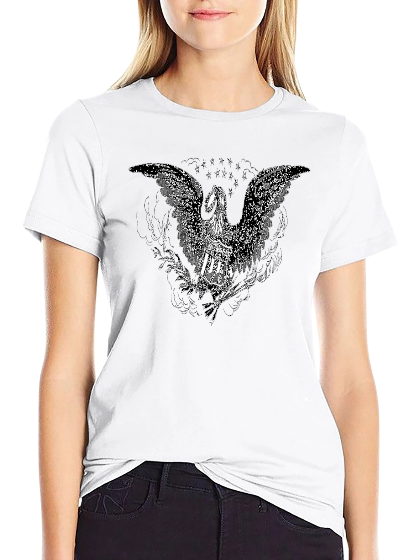 Black T-Shirt with Eagle Design