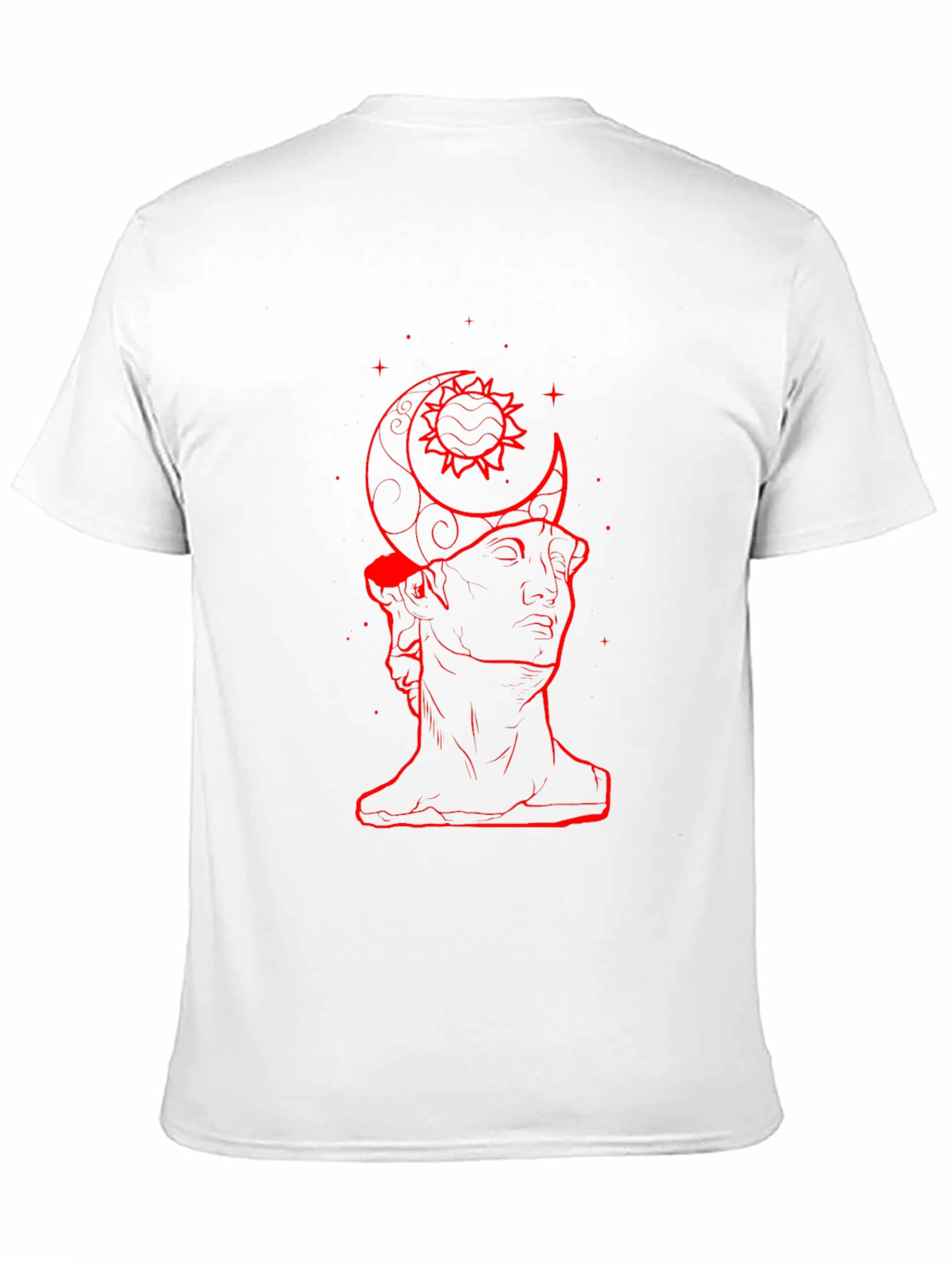 Moon Sun Statue Graphic Black T-Shirt