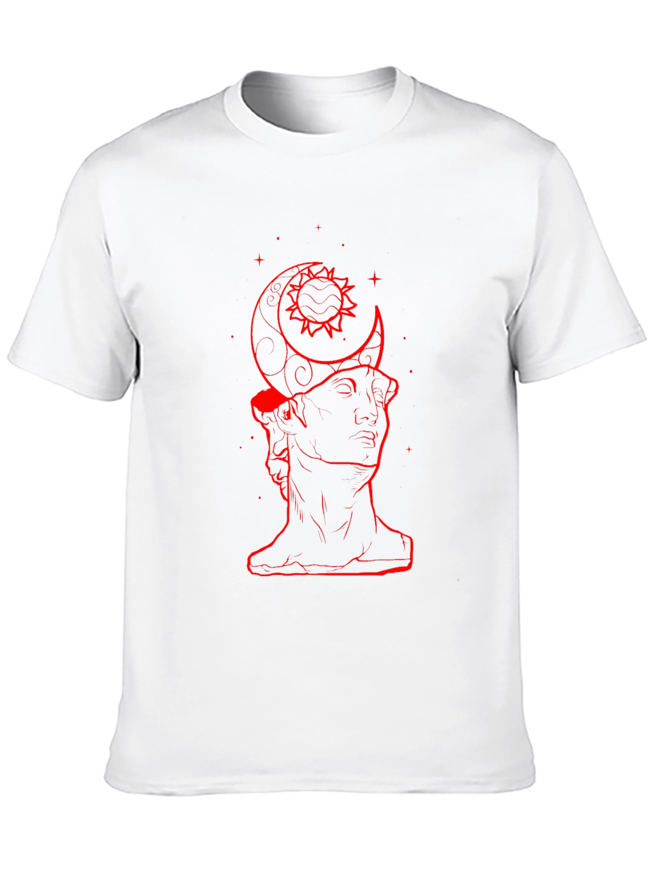 Moon Sun Statue Graphic Black T-Shirt