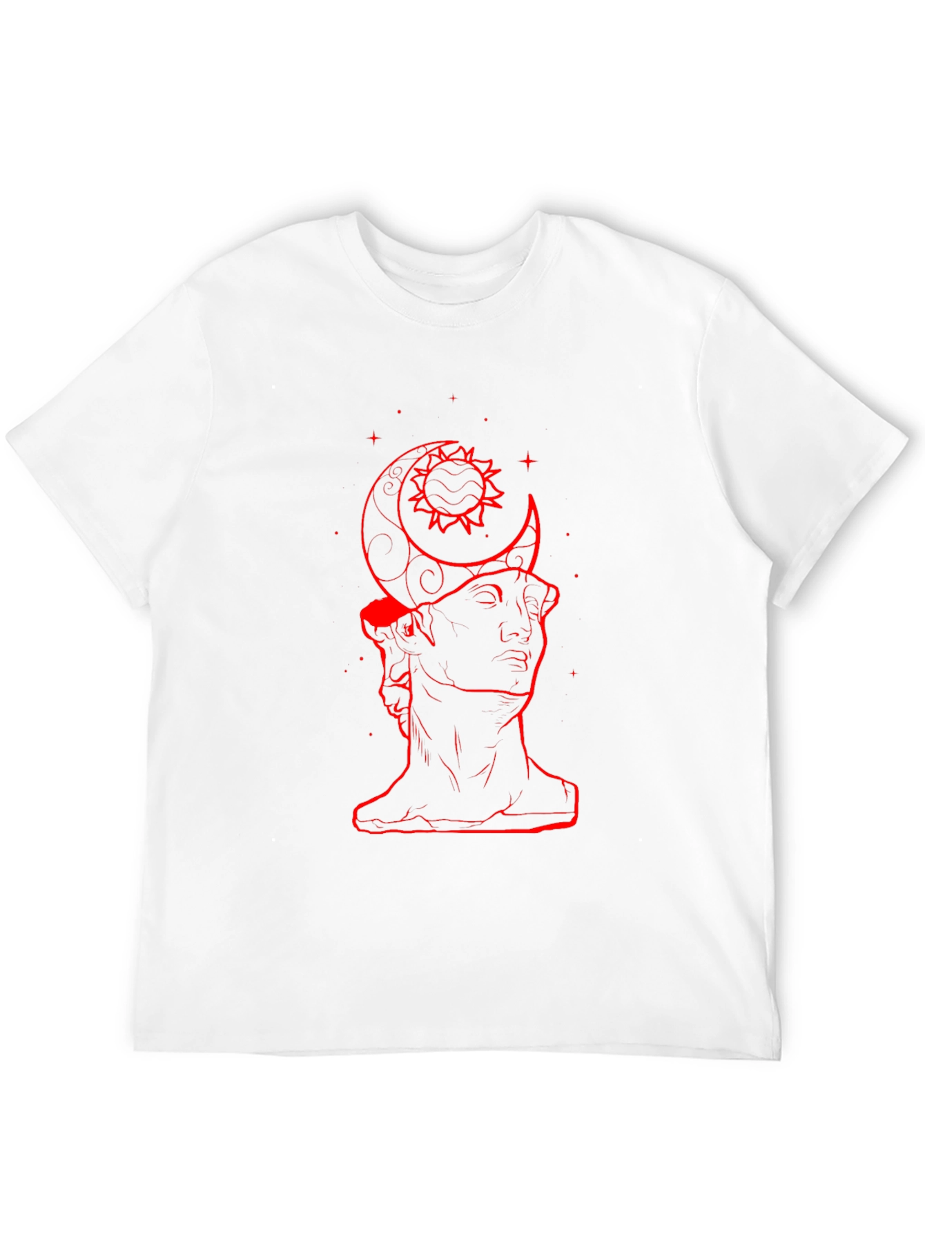Moon Sun Statue Graphic Black T-Shirt
