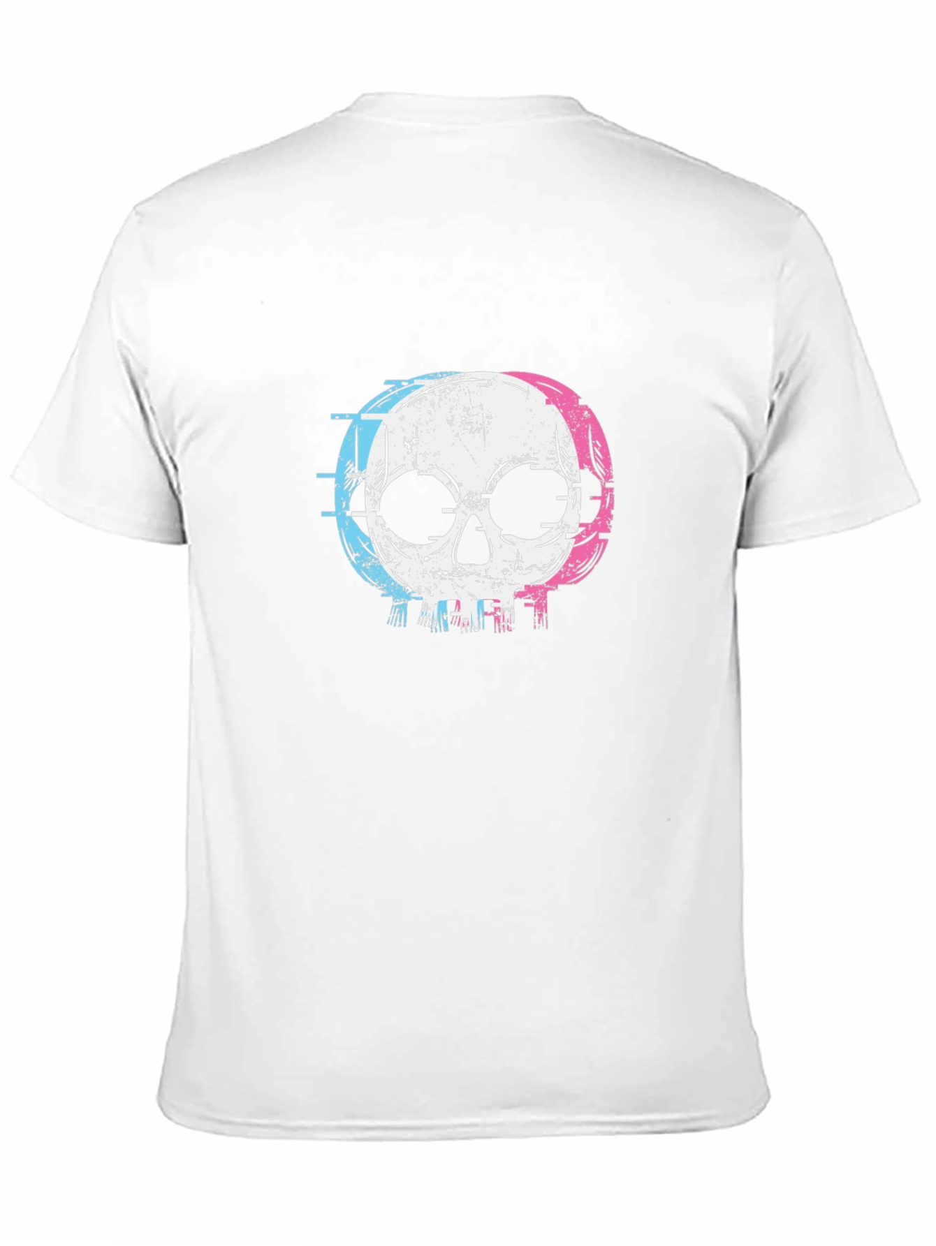 Skull Graphic T-Shirt - Glitch Style Black Cotton Tee