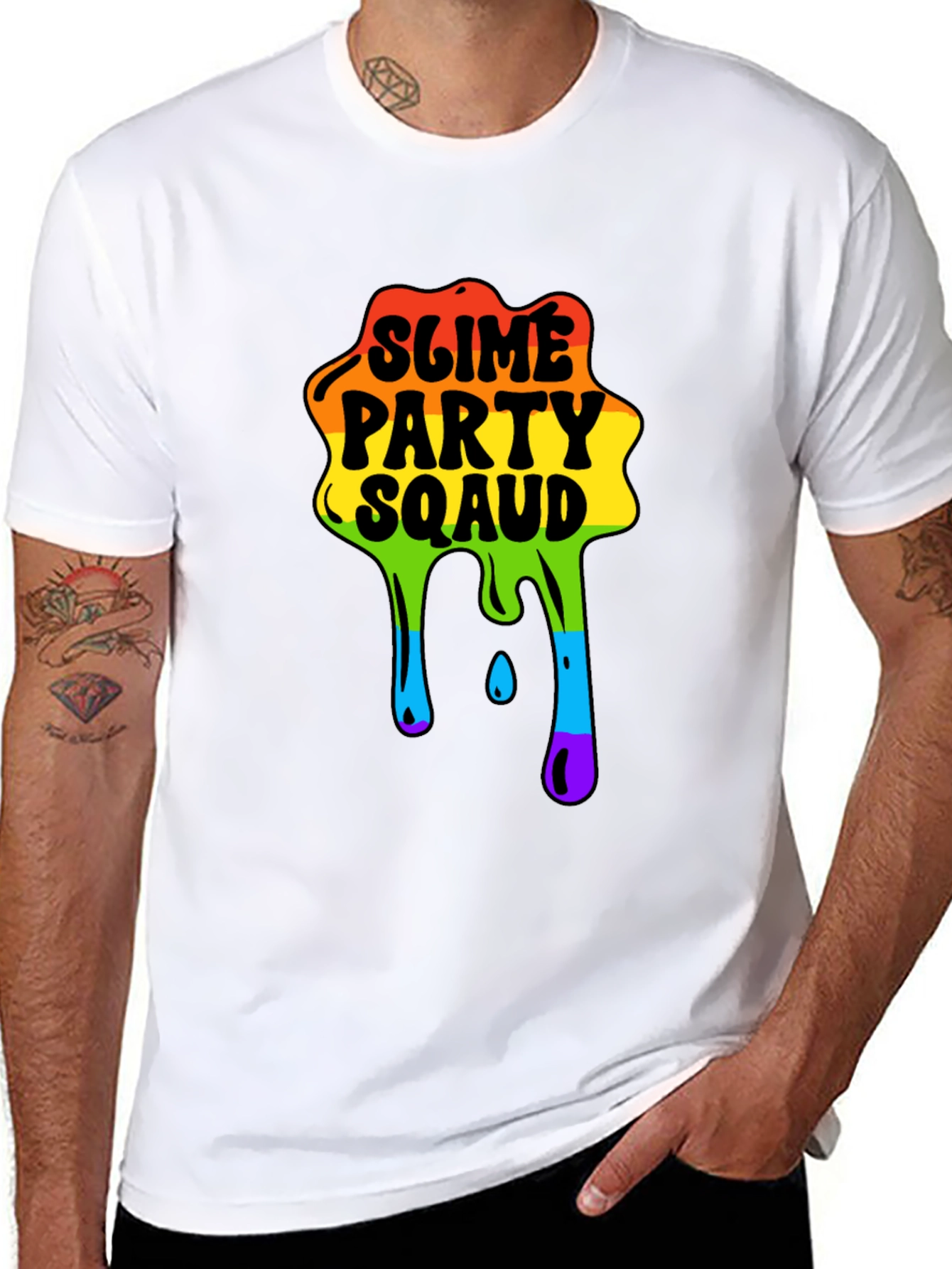 Slime Party Squad Tee Rainbow Drip Graphic