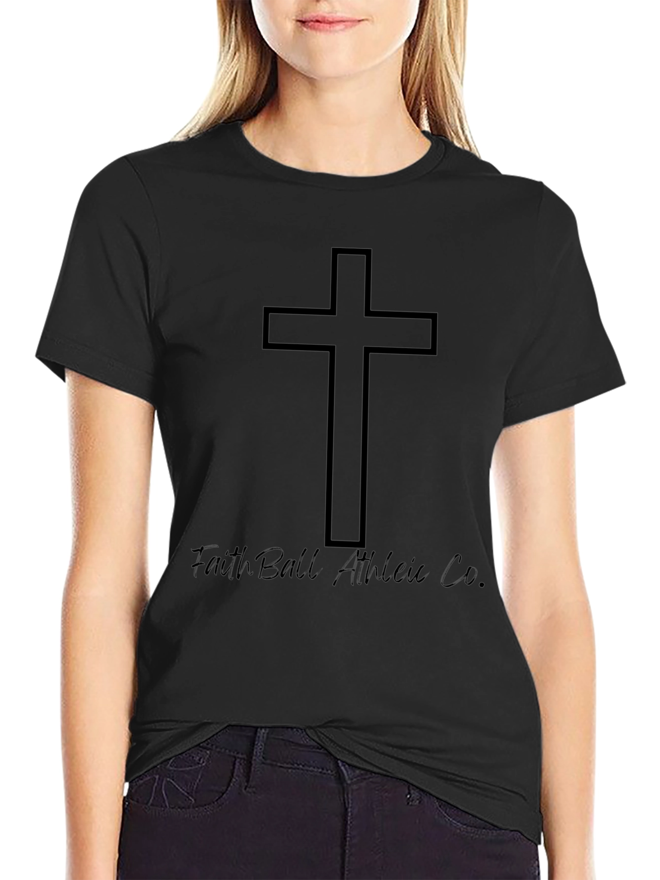 Faithful Athletic Cross T-Shirt - Black