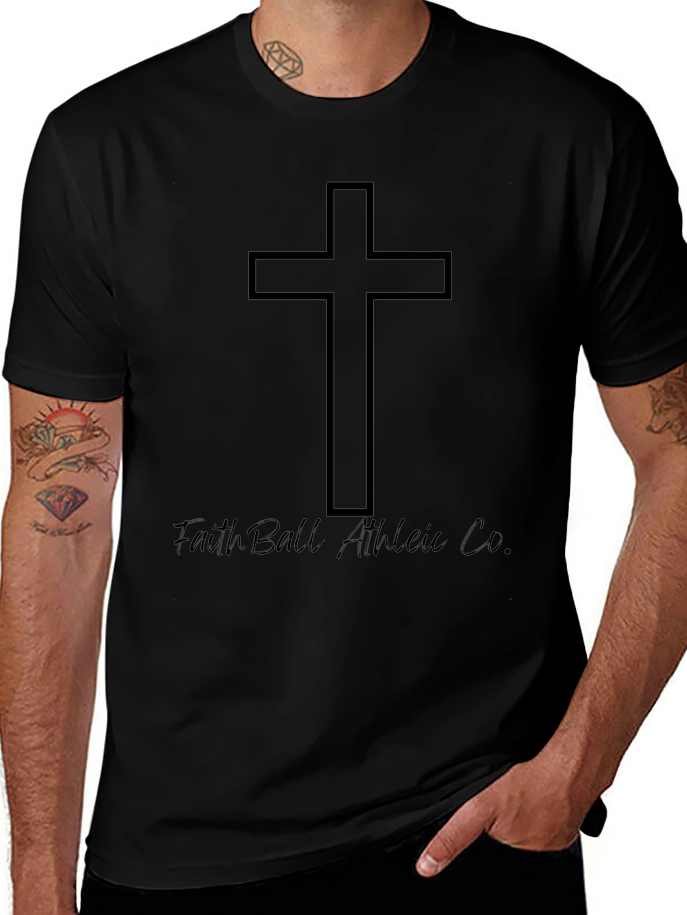 Faithful Athletic Cross T-Shirt - Black