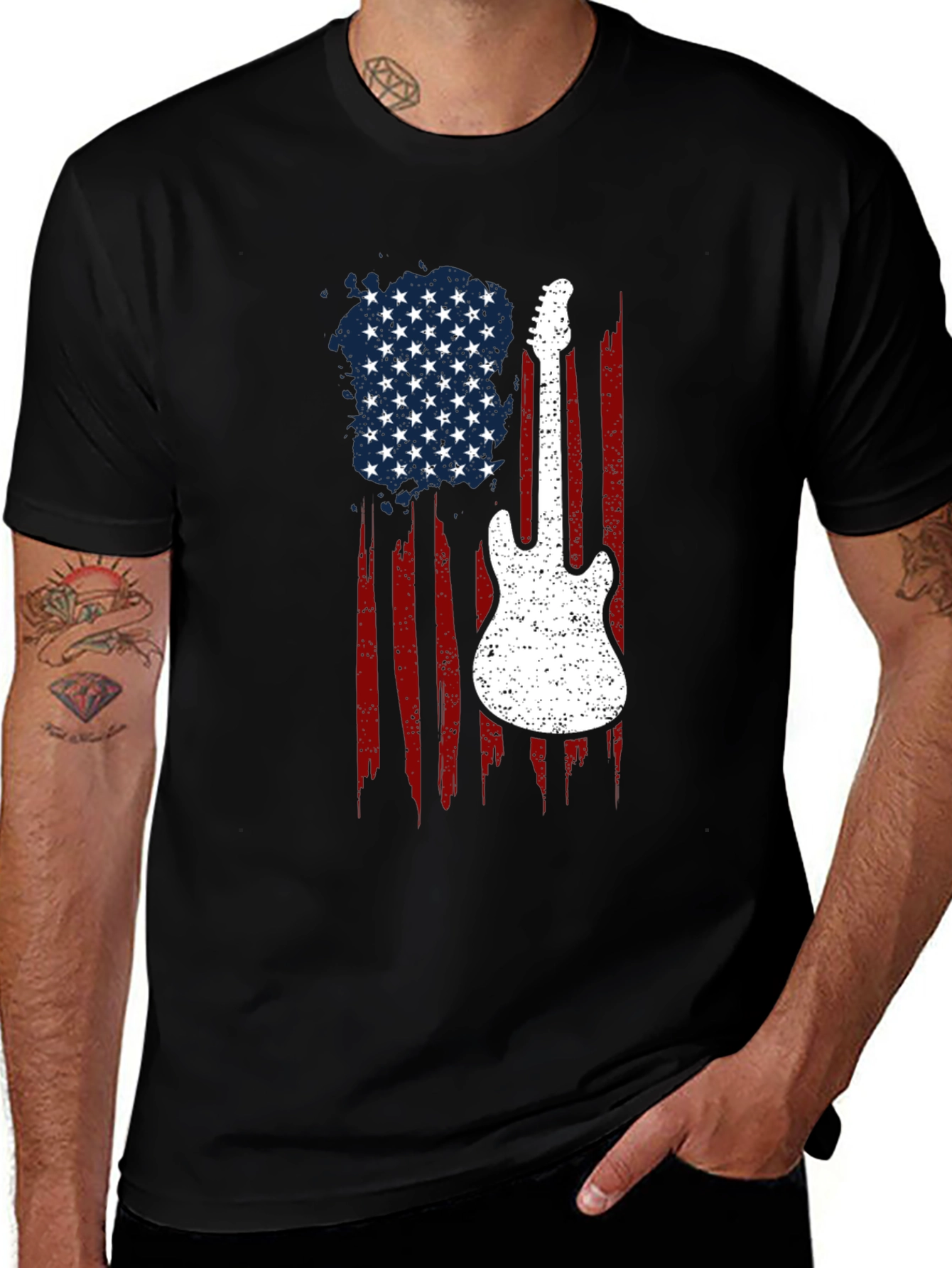 American Flag Guitar T-Shirt