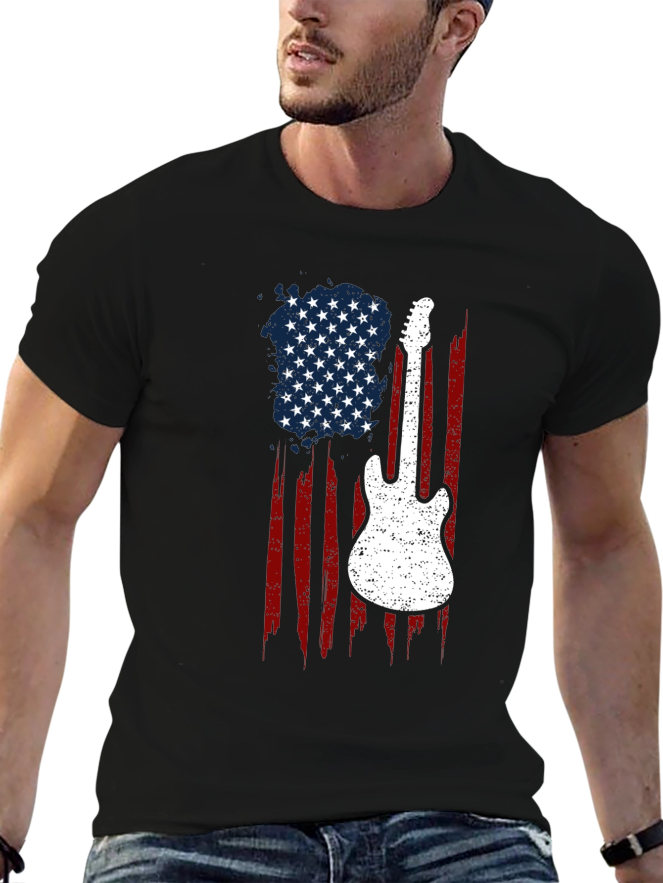 American Flag Guitar T-Shirt