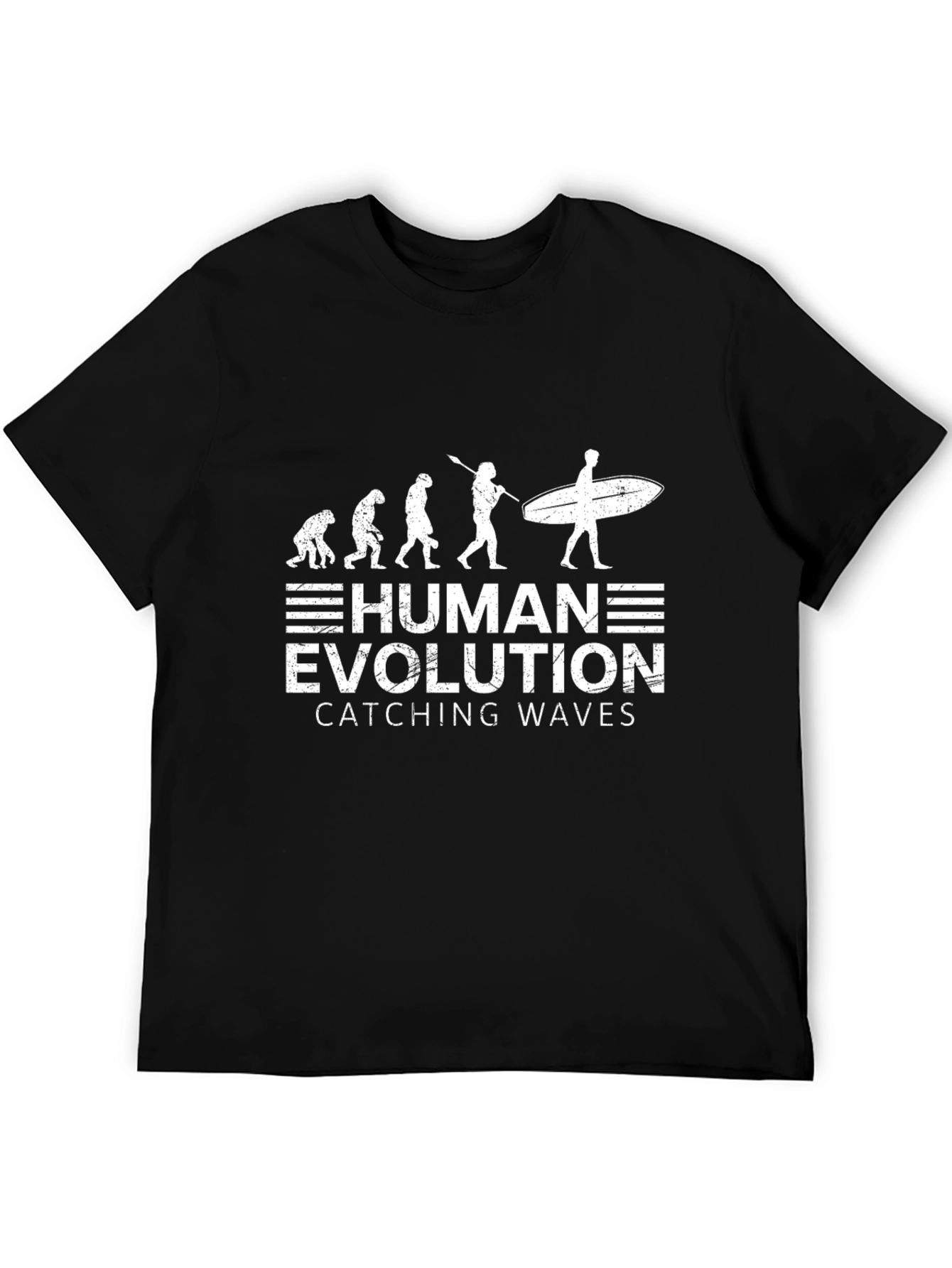 Human Evolution Surfing Graphic Tee - Black