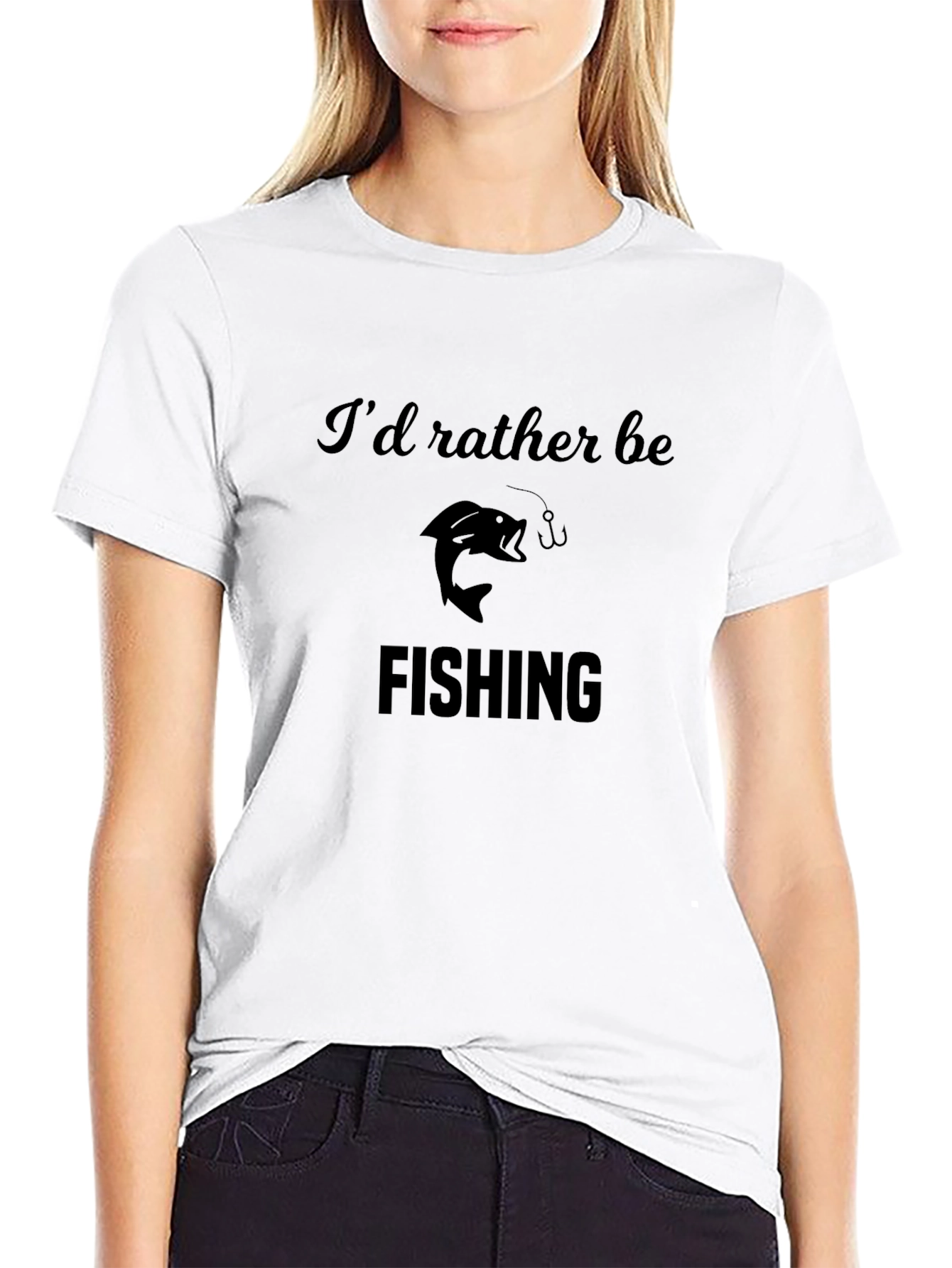 Id Rather Be Fishing Mens Black T-Shirt