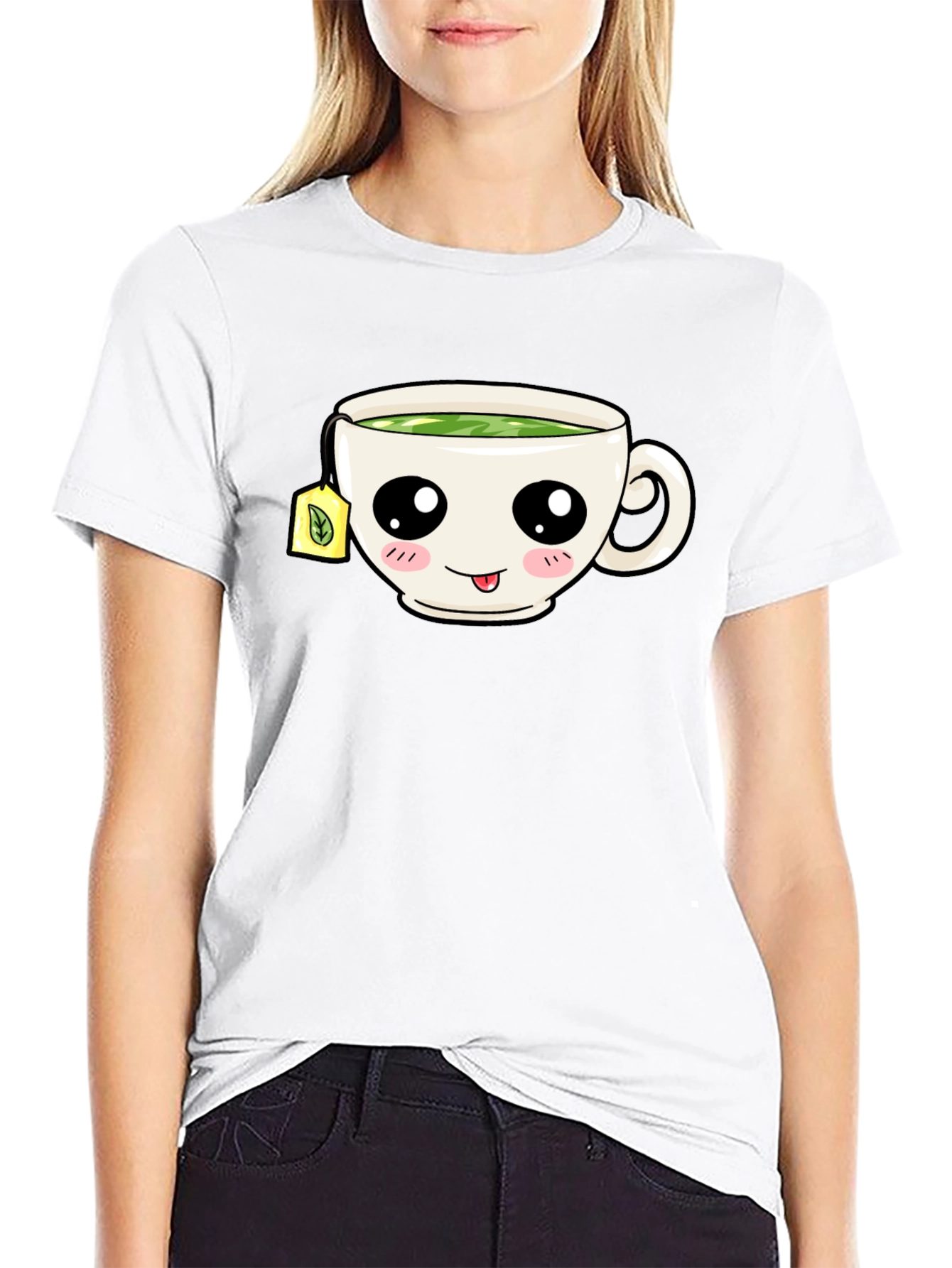 Kawaii Tea Cup Graphic T-Shirt