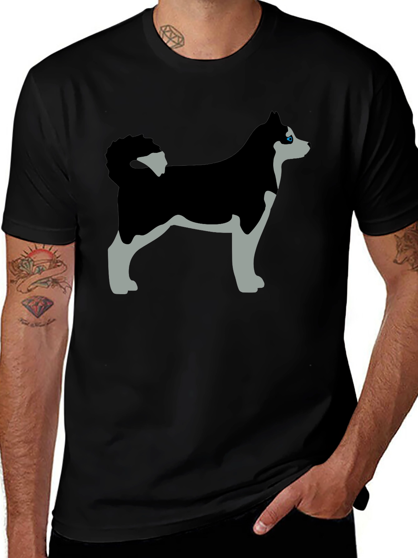Husky Dog Graphic Tee - Black T-Shirt