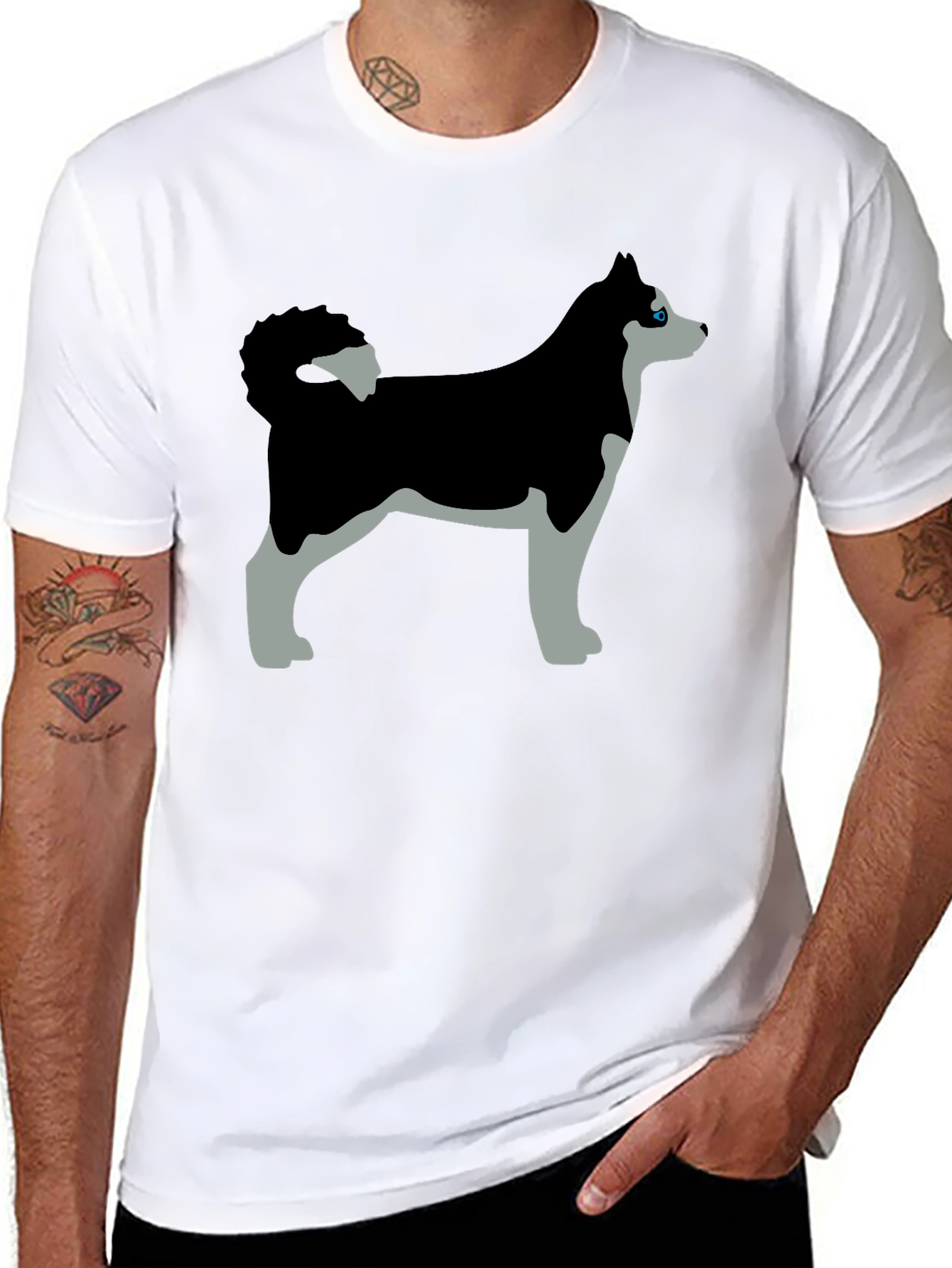 Husky Dog Graphic Tee - Black T-Shirt