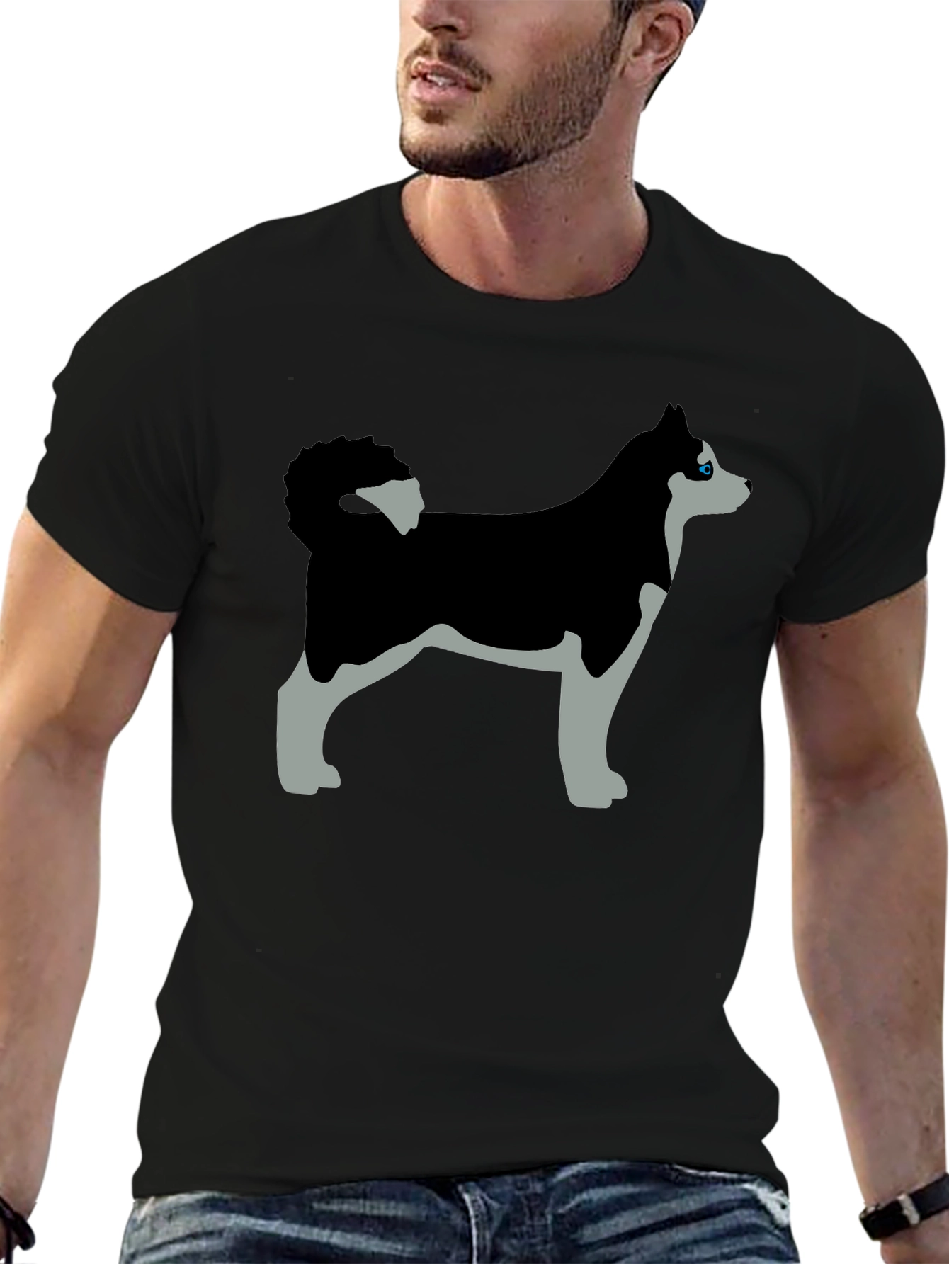 Husky Dog Graphic Tee - Black T-Shirt