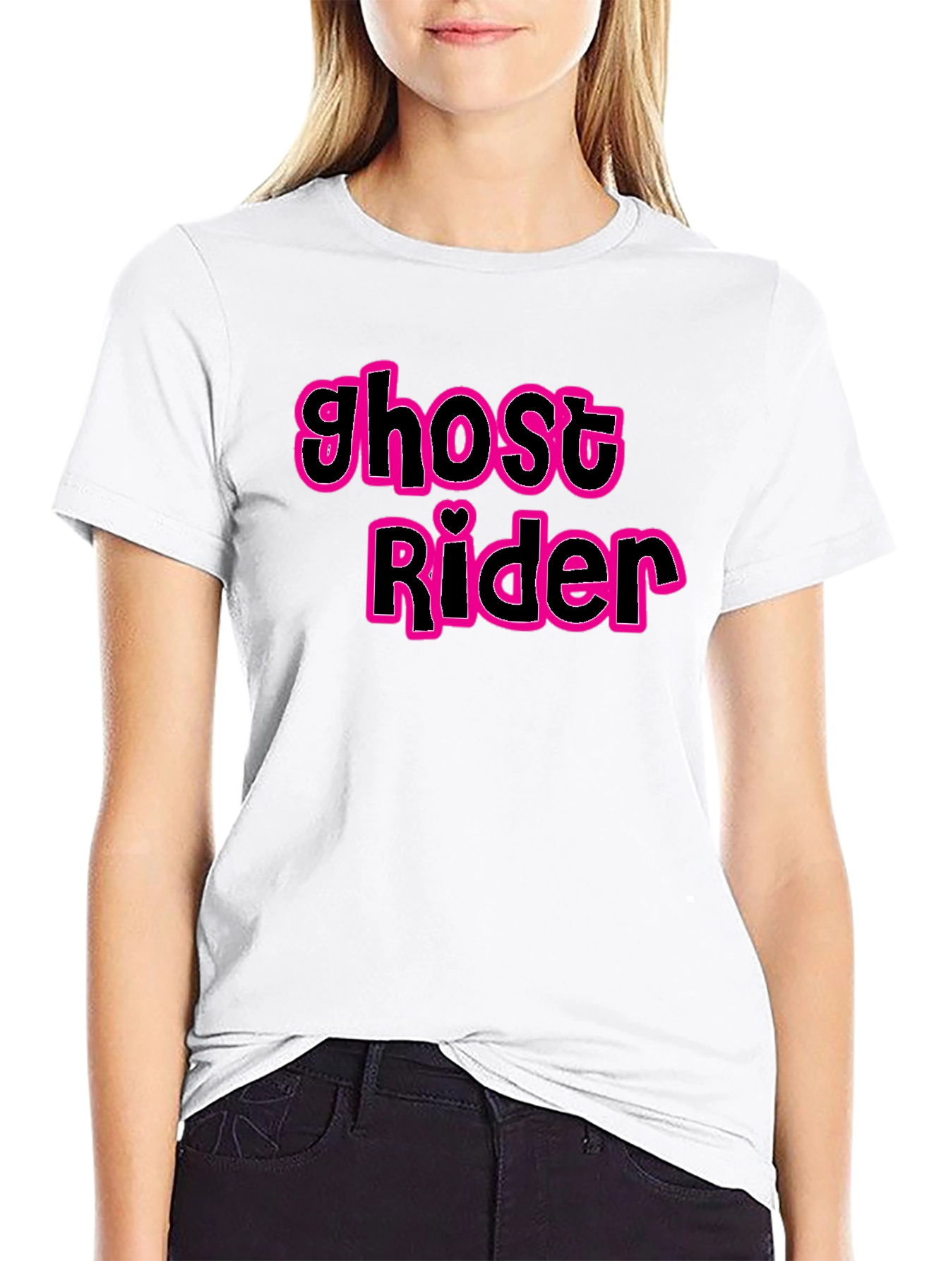 Ghost Rider Pink Outline Black T-Shirt