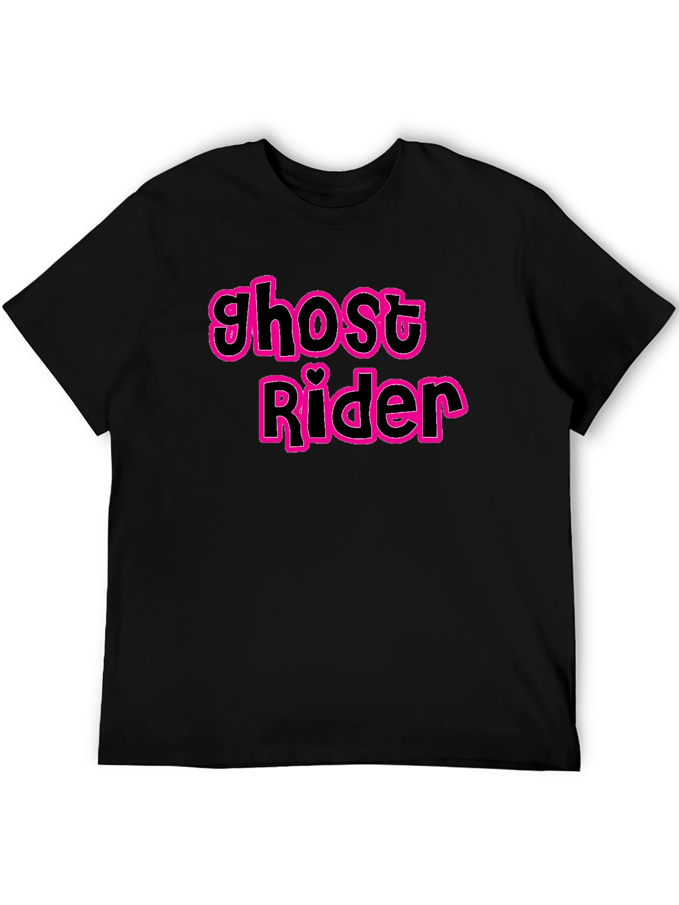 Ghost Rider Pink Outline Black T-Shirt