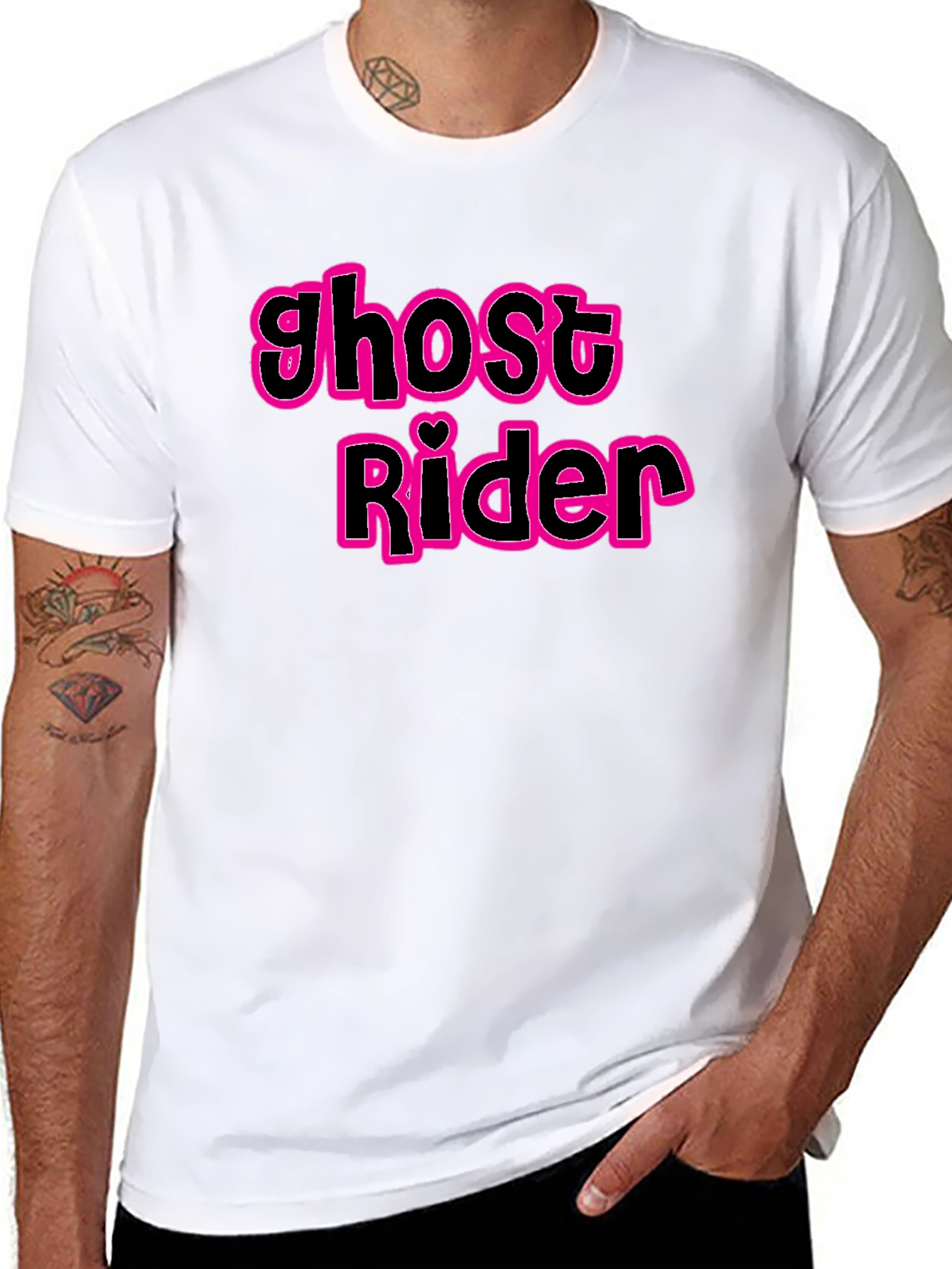 Ghost Rider Pink Outline Black T-Shirt
