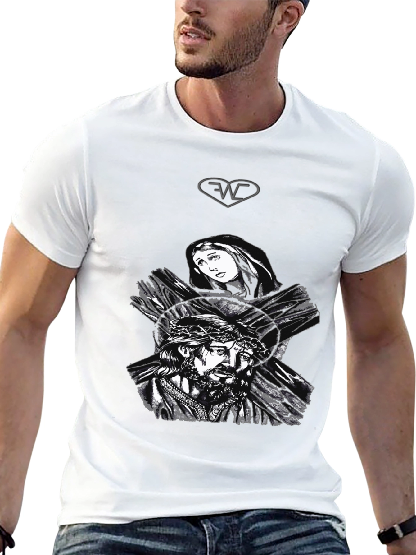 Jesus & Mary Graphic T-Shirt - Classic Black Tee