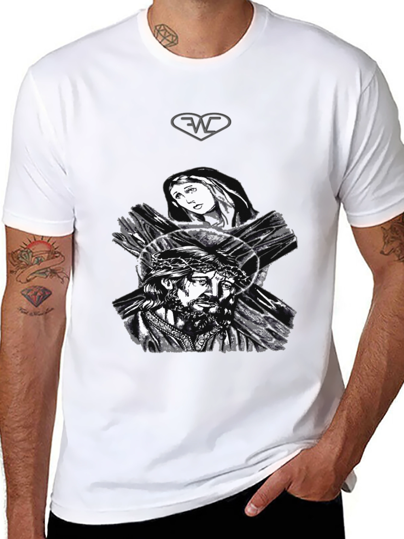Jesus & Mary Graphic T-Shirt - Classic Black Tee