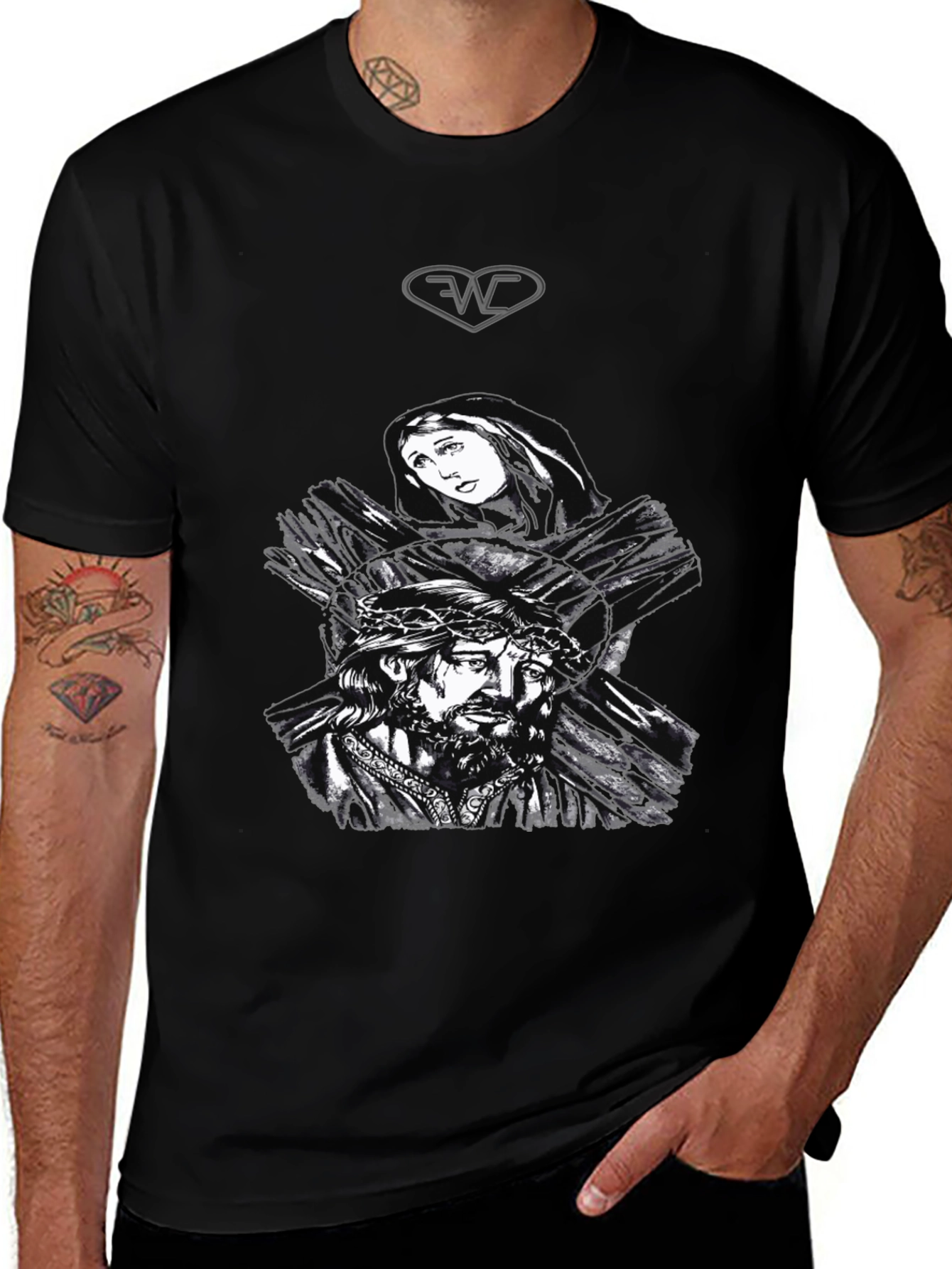 Jesus & Mary Graphic T-Shirt - Classic Black Tee