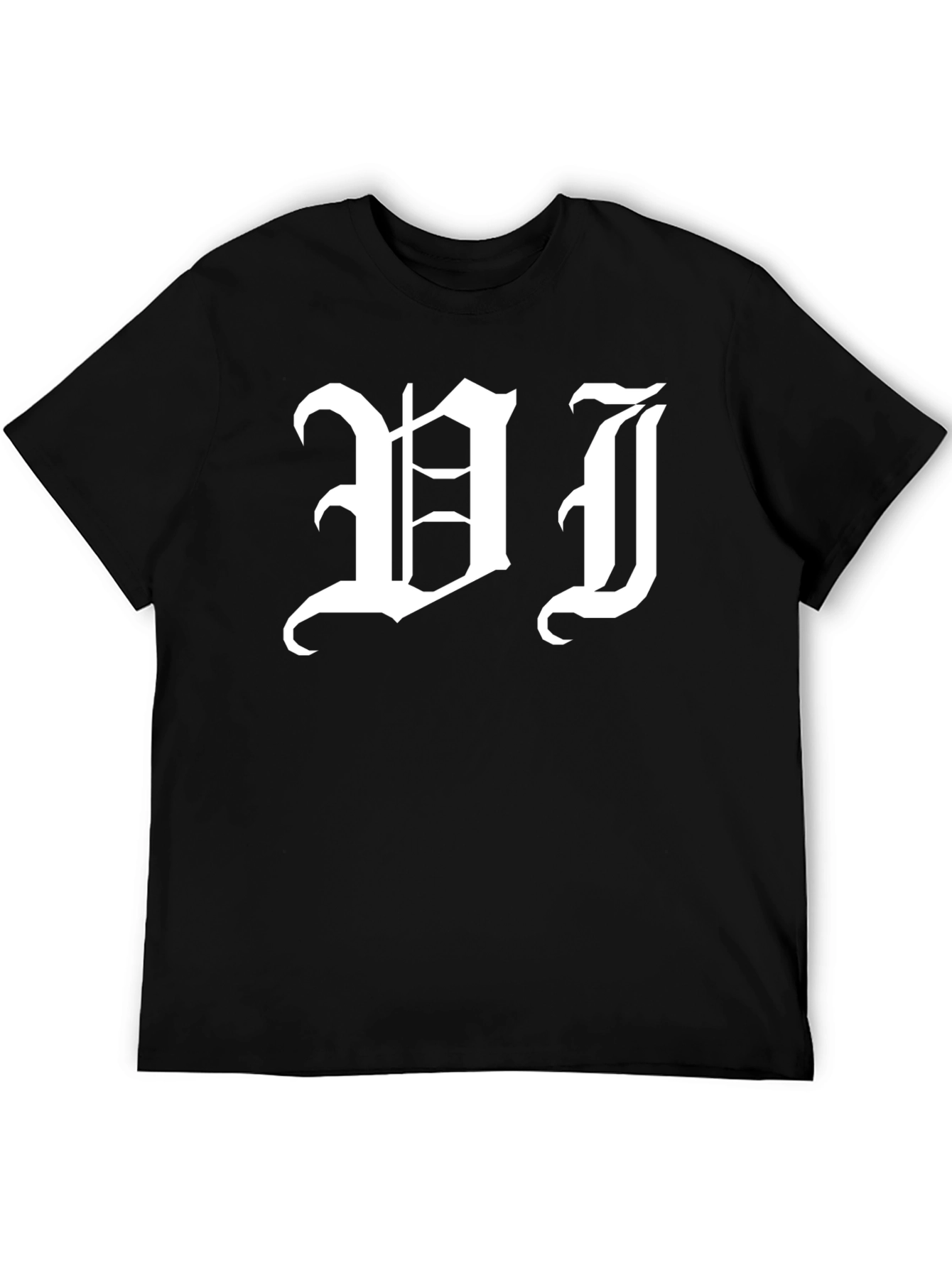 Gothic Initial T-Shirt - Bold White Lettering on Black