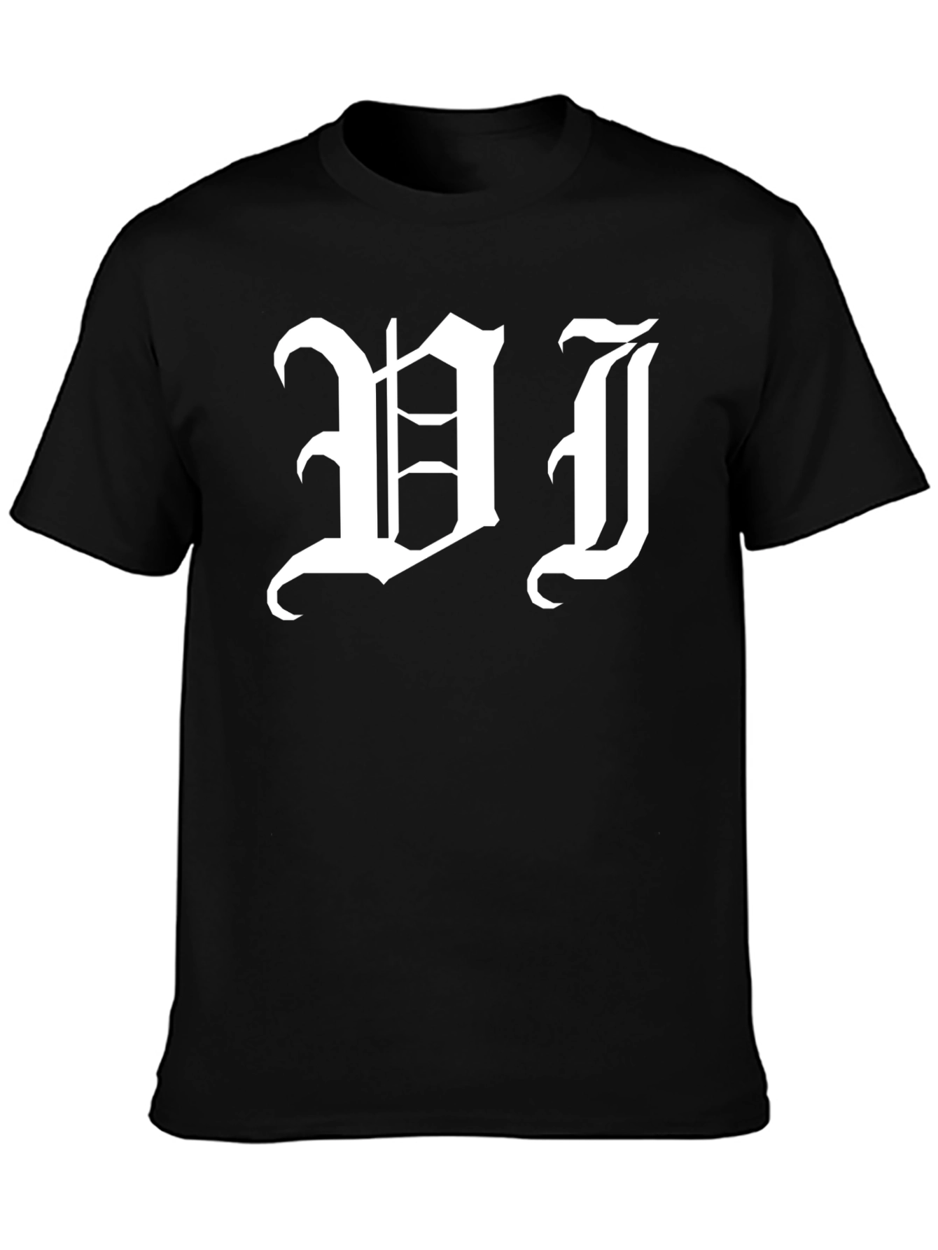 Gothic Initial T-Shirt - Bold White Lettering on Black