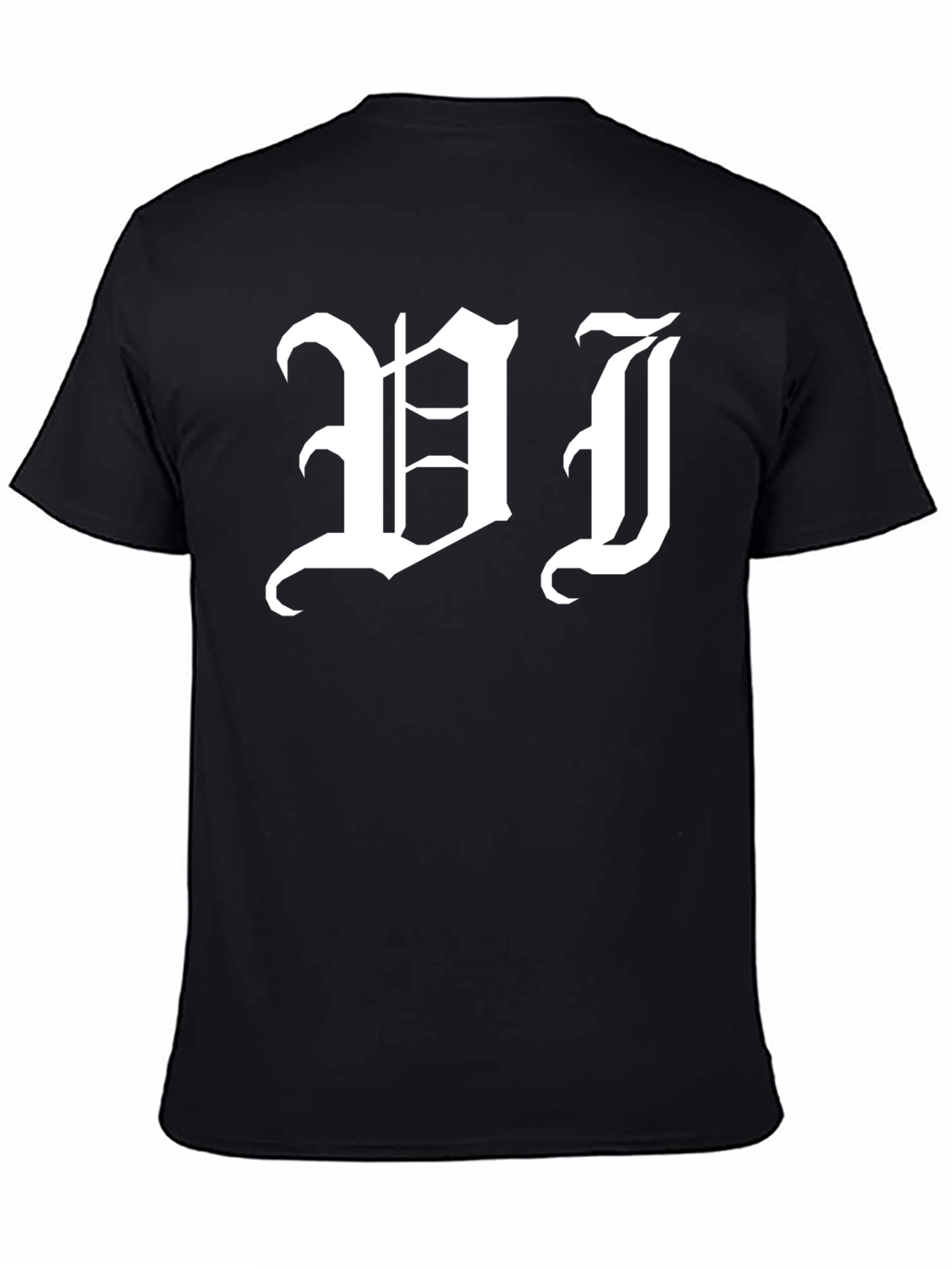 Gothic Initial T-Shirt - Bold White Lettering on Black