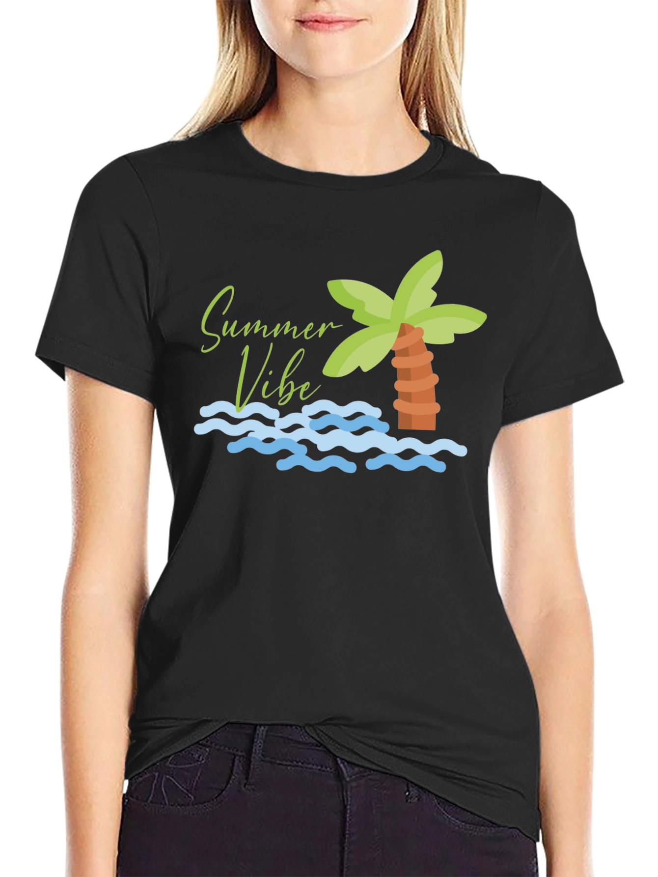 Summer Vibe Black T-Shirt