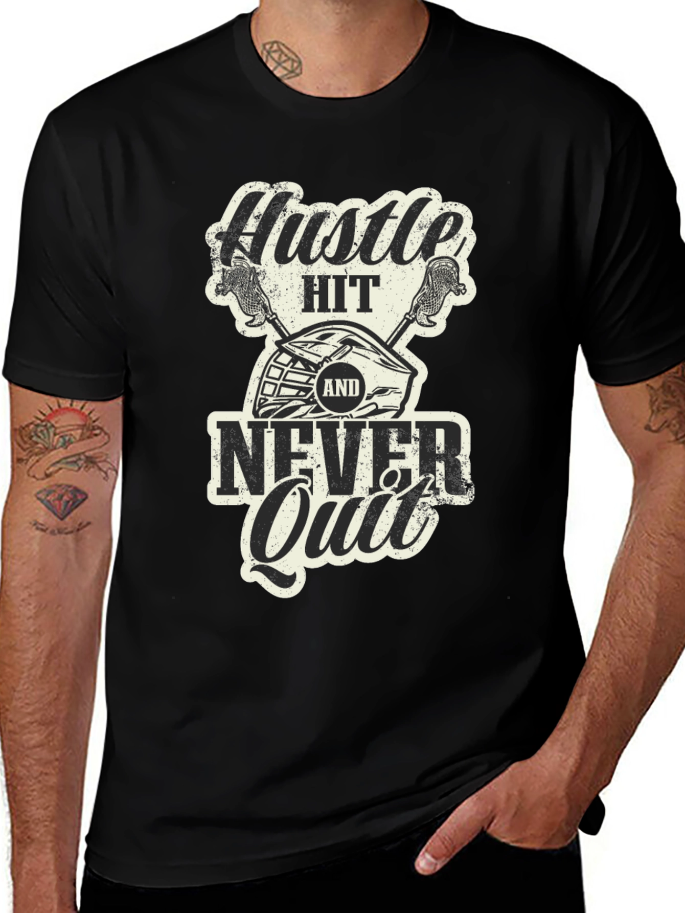 Hustle Hit Never Quit Graphic T-Shirt