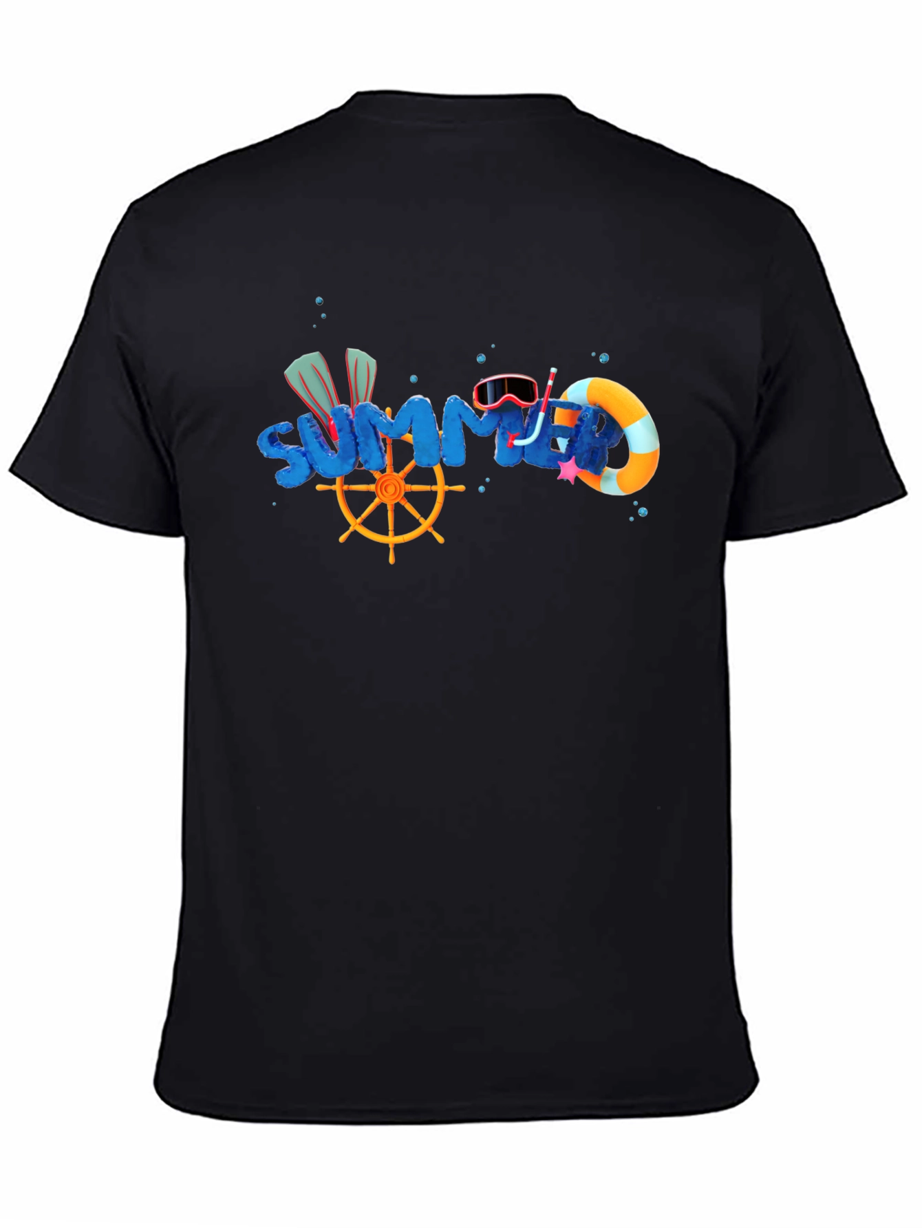 Summer Fun Graphic Tee - Black Cotton T-Shirt