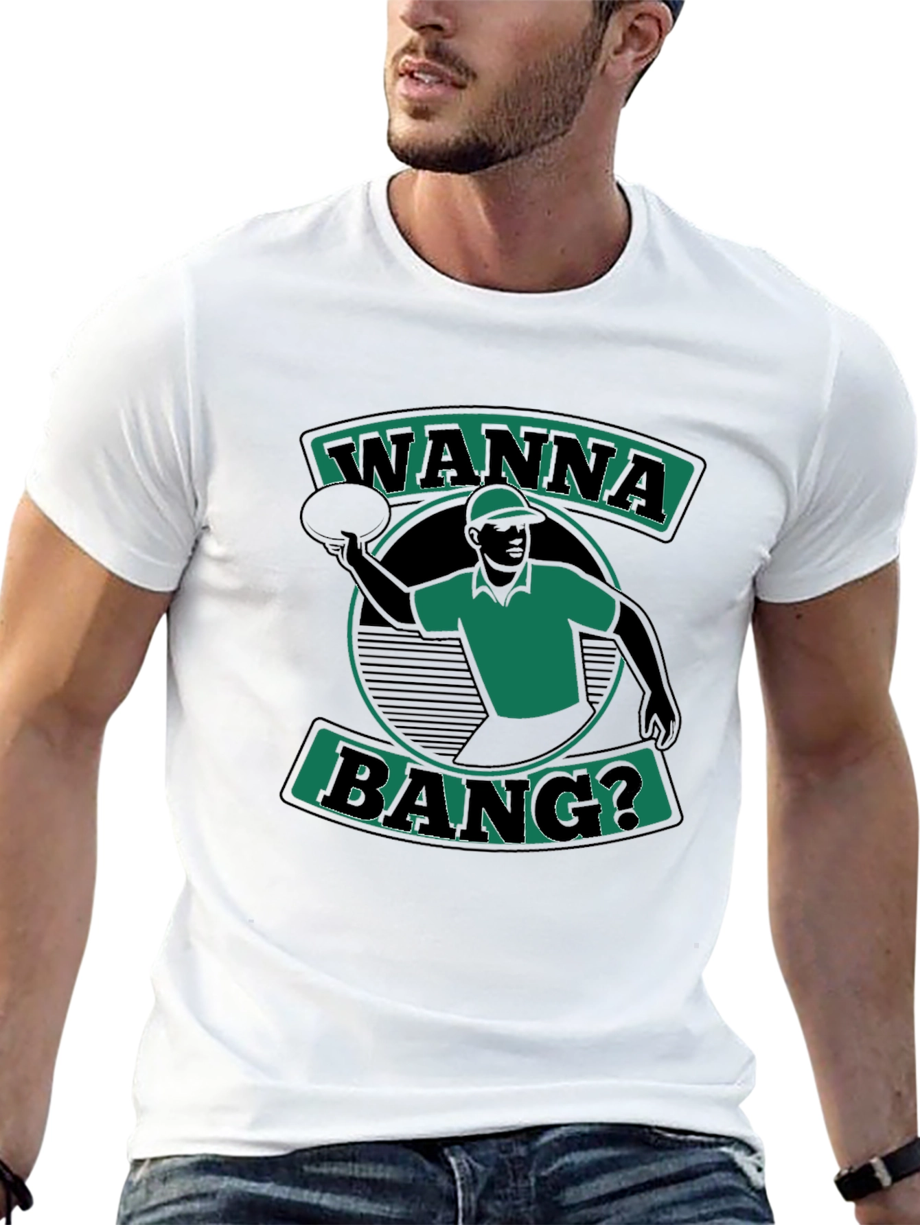 Wanna Bang? T-Shirt Black Short Sleeve Graphic Tee