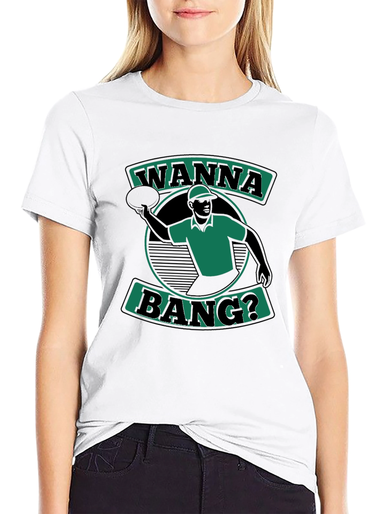 Wanna Bang? T-Shirt Black Short Sleeve Graphic Tee
