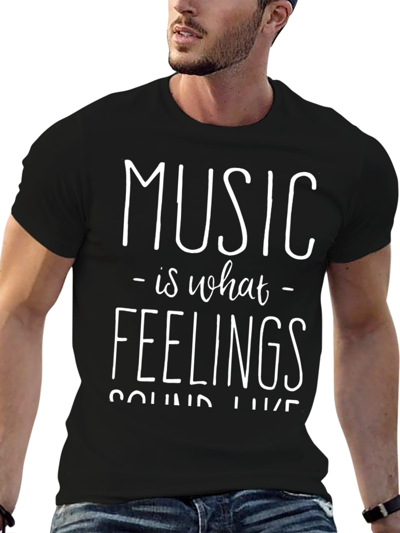 Music is What Feelings Sound Like Black T-Shirt