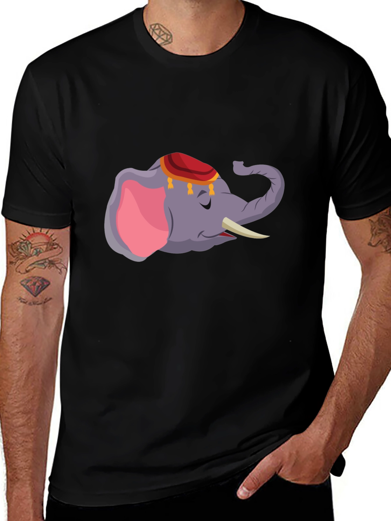 Elephant Graphic Tee - Black Cotton Comfort