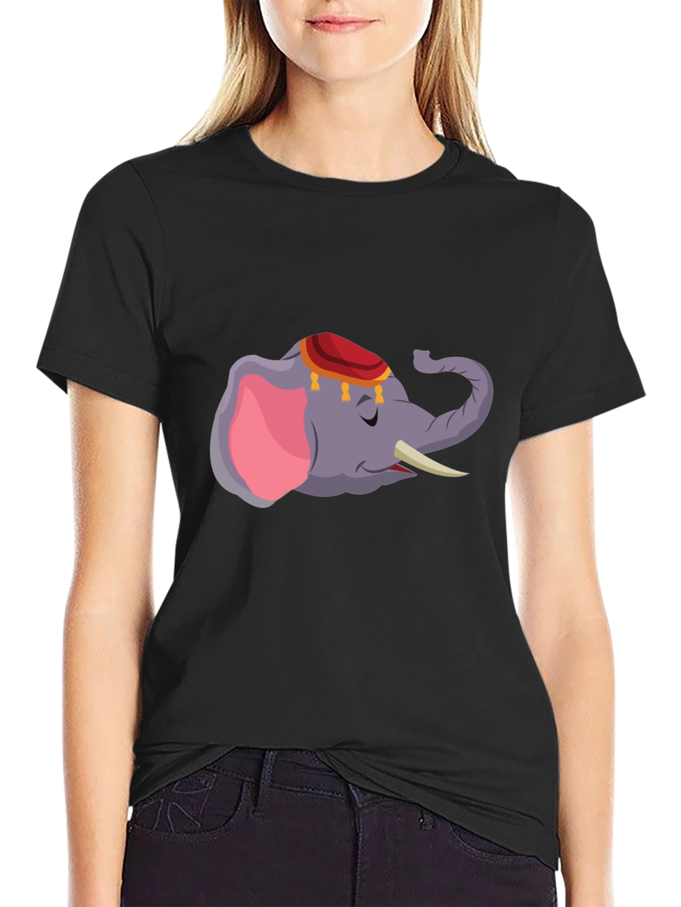 Elephant Graphic Tee - Black Cotton Comfort