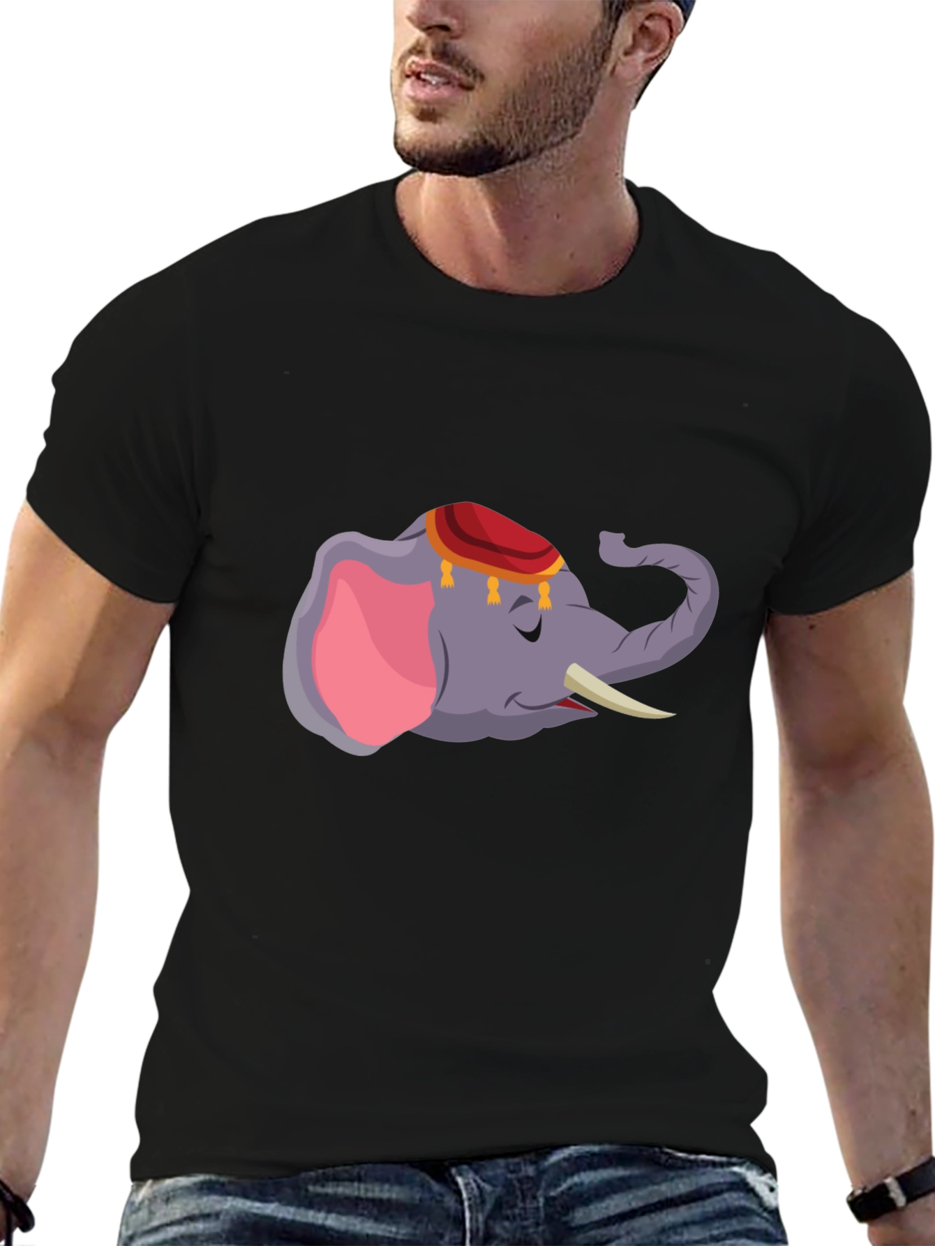 Elephant Graphic Tee - Black Cotton Comfort