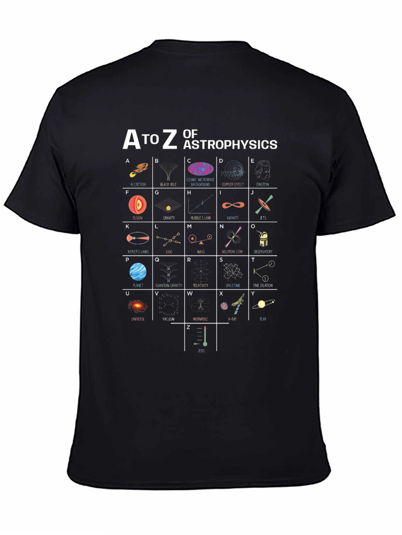 A to Z of Astrophysics Black T-Shirt
