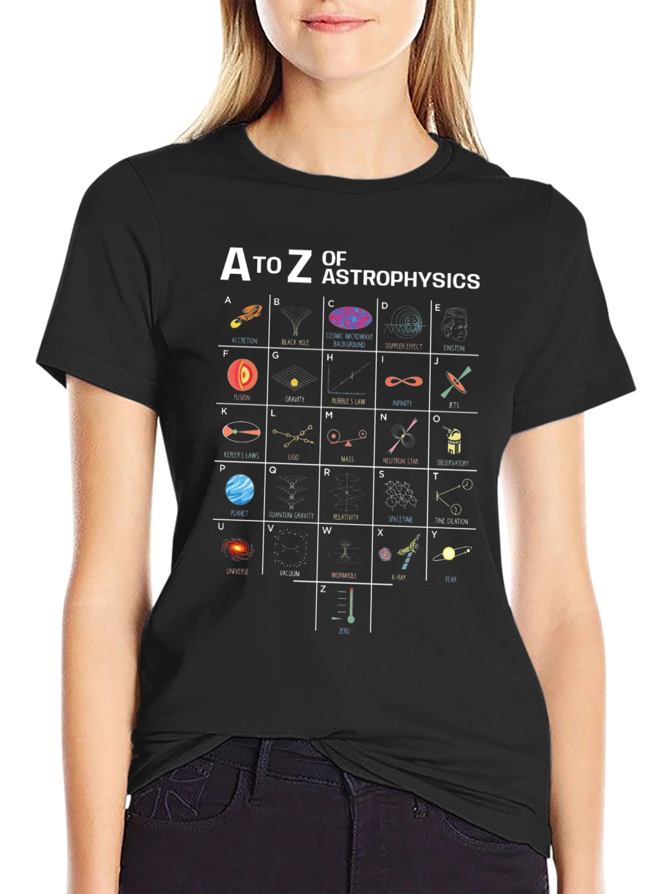 A to Z of Astrophysics Black T-Shirt